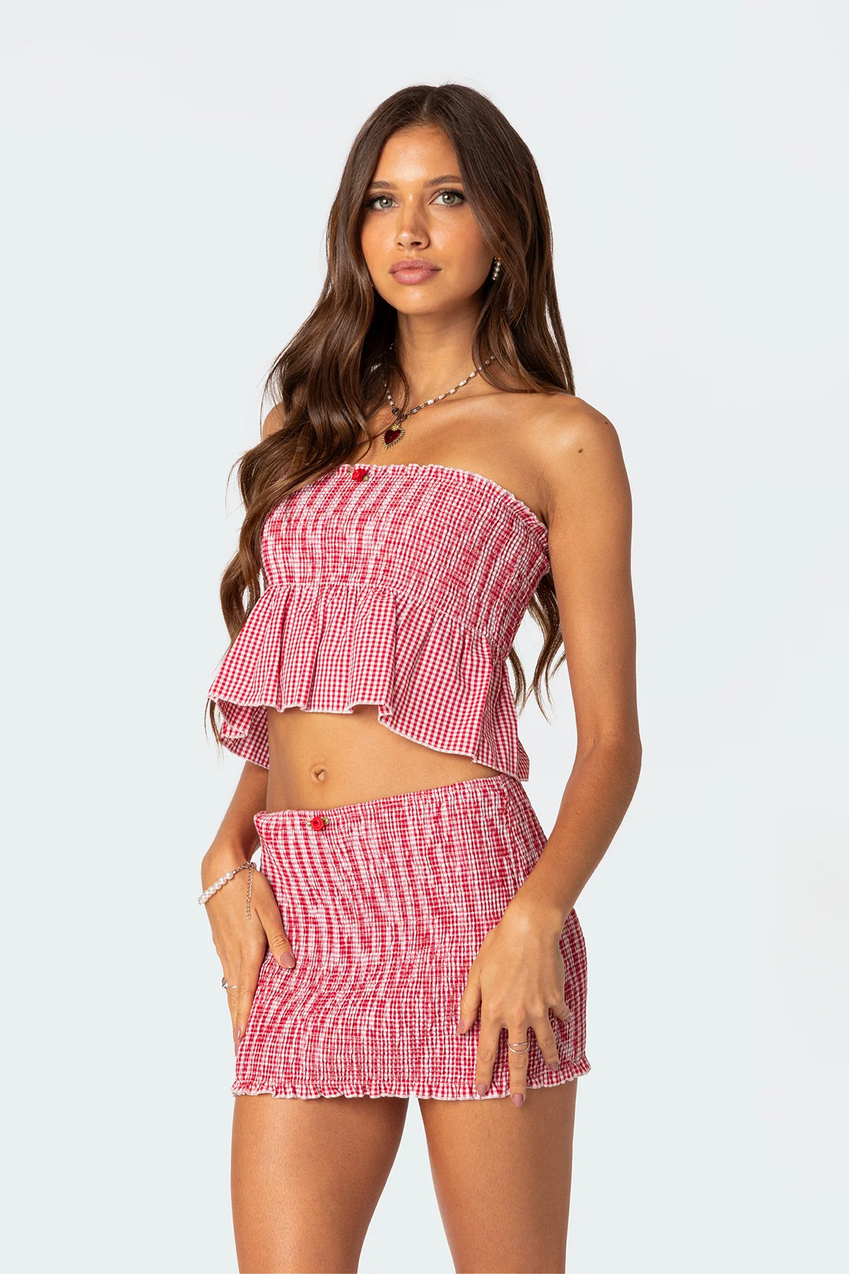 Gingham Scrunch Tube Top - Image 3