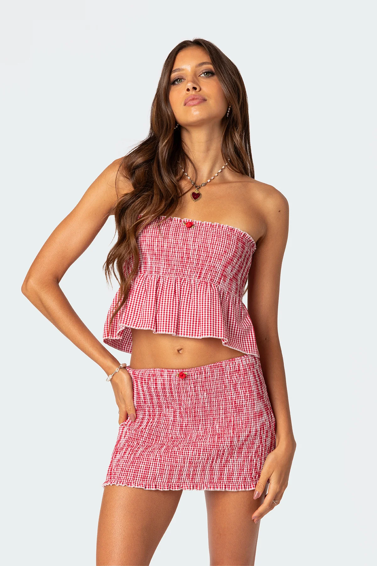 Gingham Scrunch Tube Top - Image 4