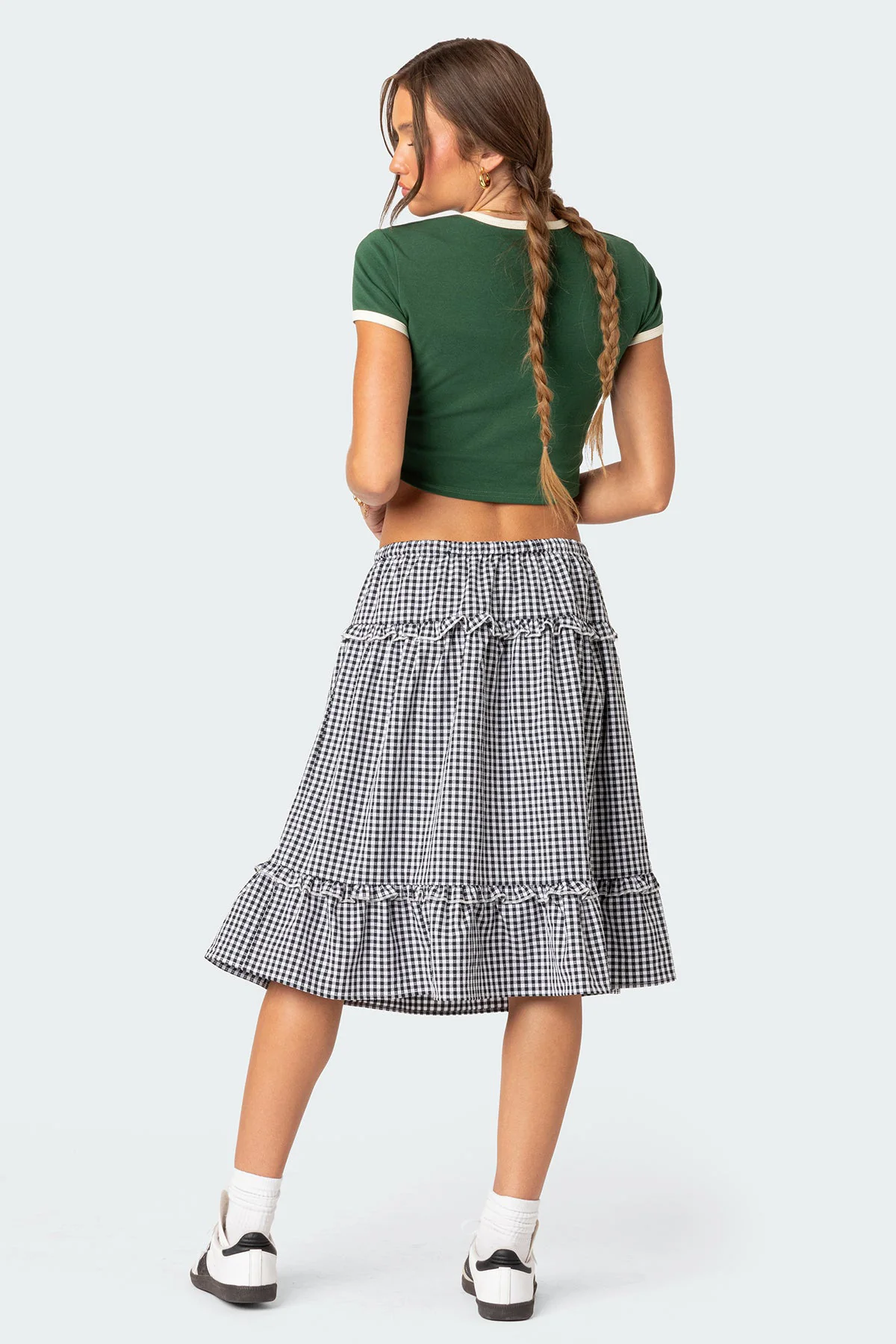 Plaid Tiered Midi Skirt - Image 4