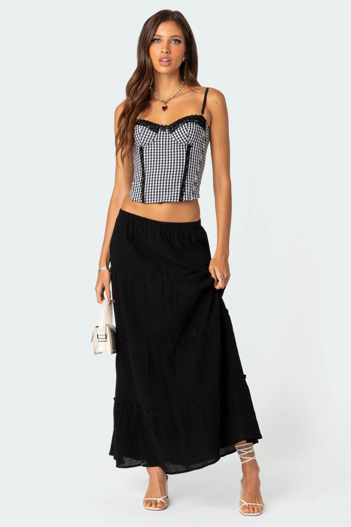 Gingham Lace Up Cupped Corset - Image 5