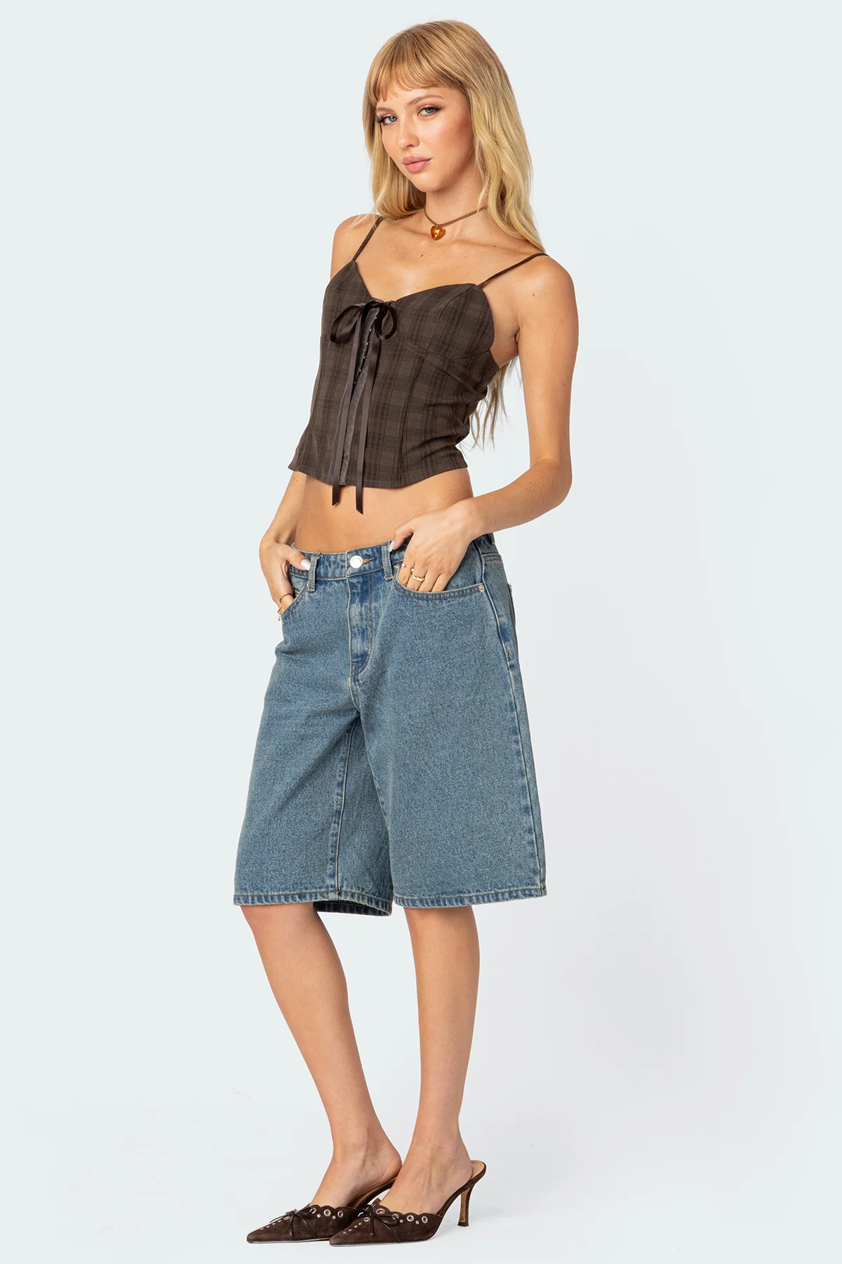 Plaid Lace Up Corset - Image 5
