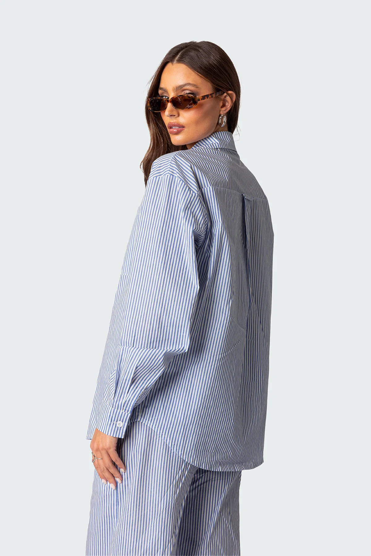 Oversized Pinstripe Button Up Shirt - Image 4