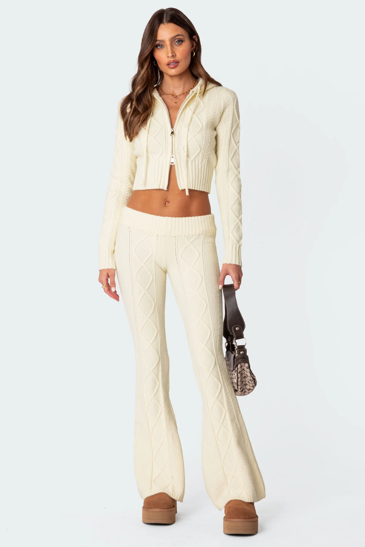 Ray Cable Knit Hooded Cardigan - Image 2