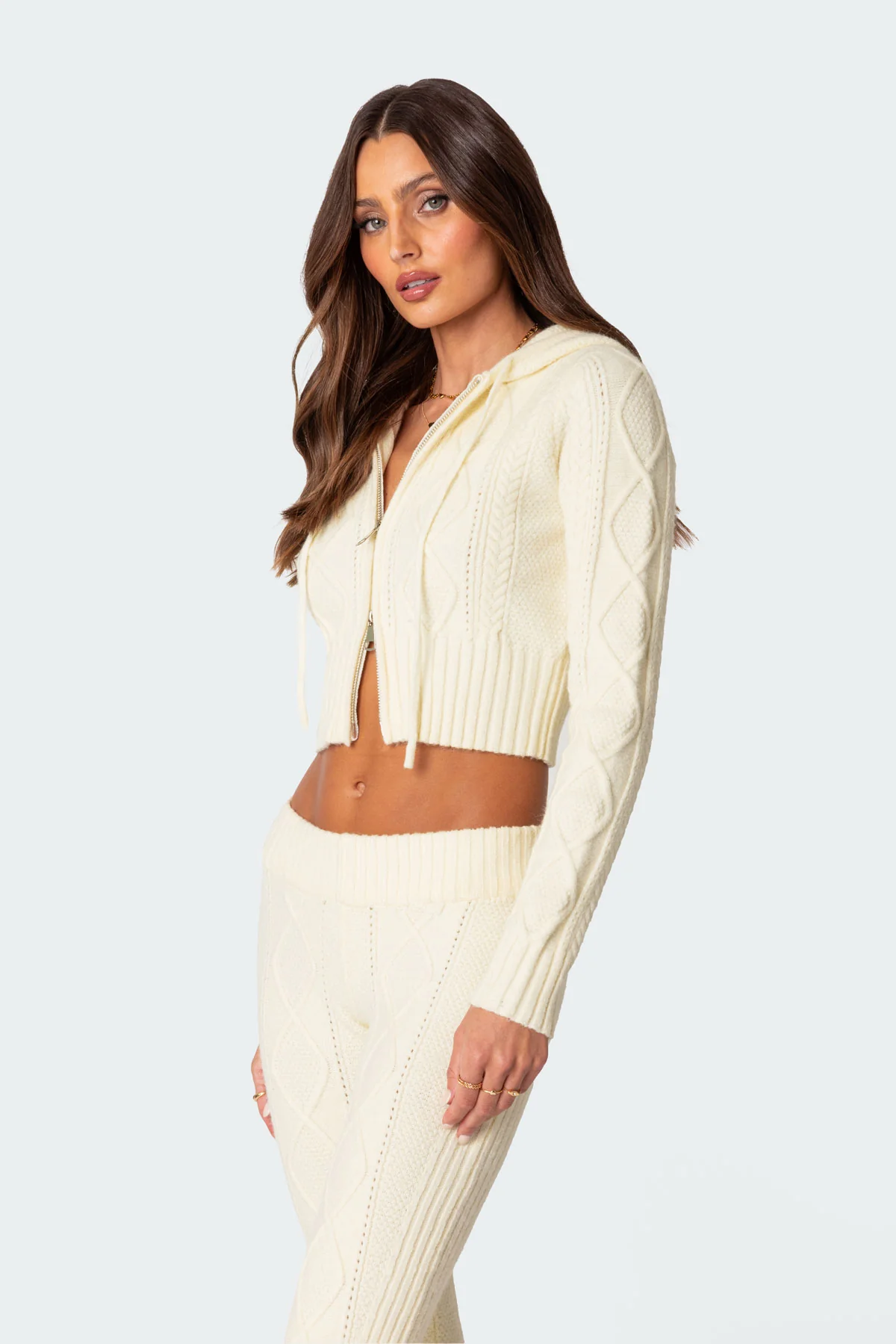 Ray Cable Knit Hooded Cardigan - Image 3