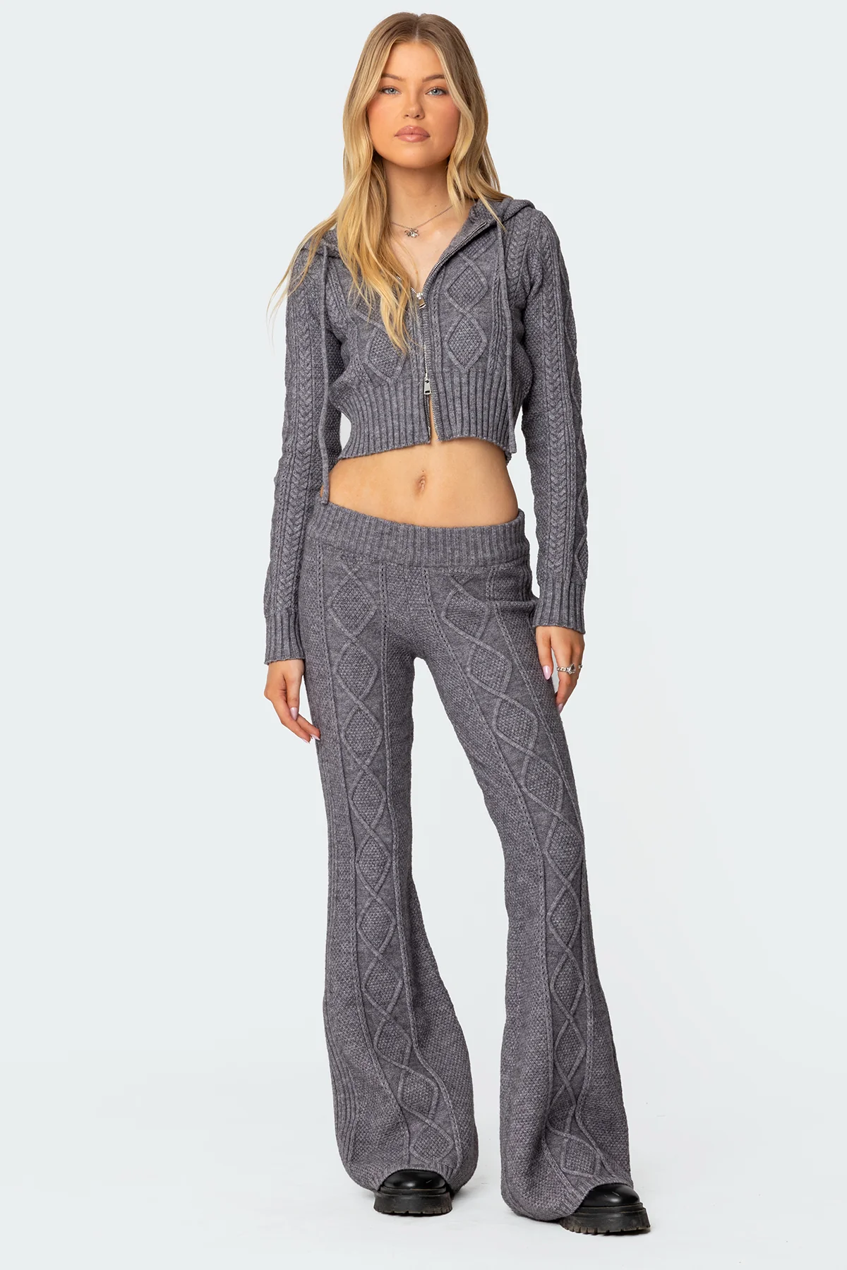 Ray Cable Knit Hooded Cardigan - Image 2
