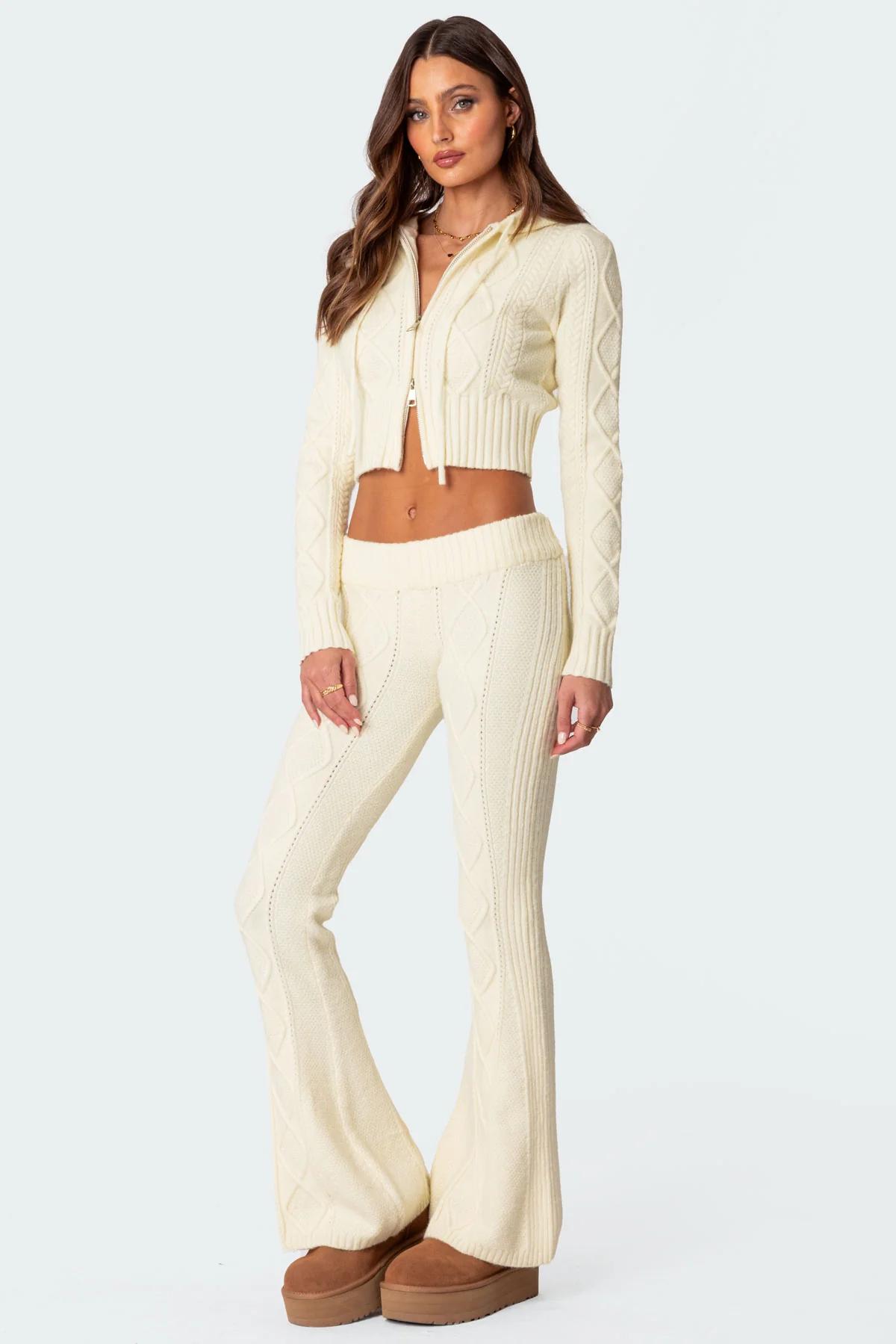 Ray Cable Knit Flared Pants - Image 3