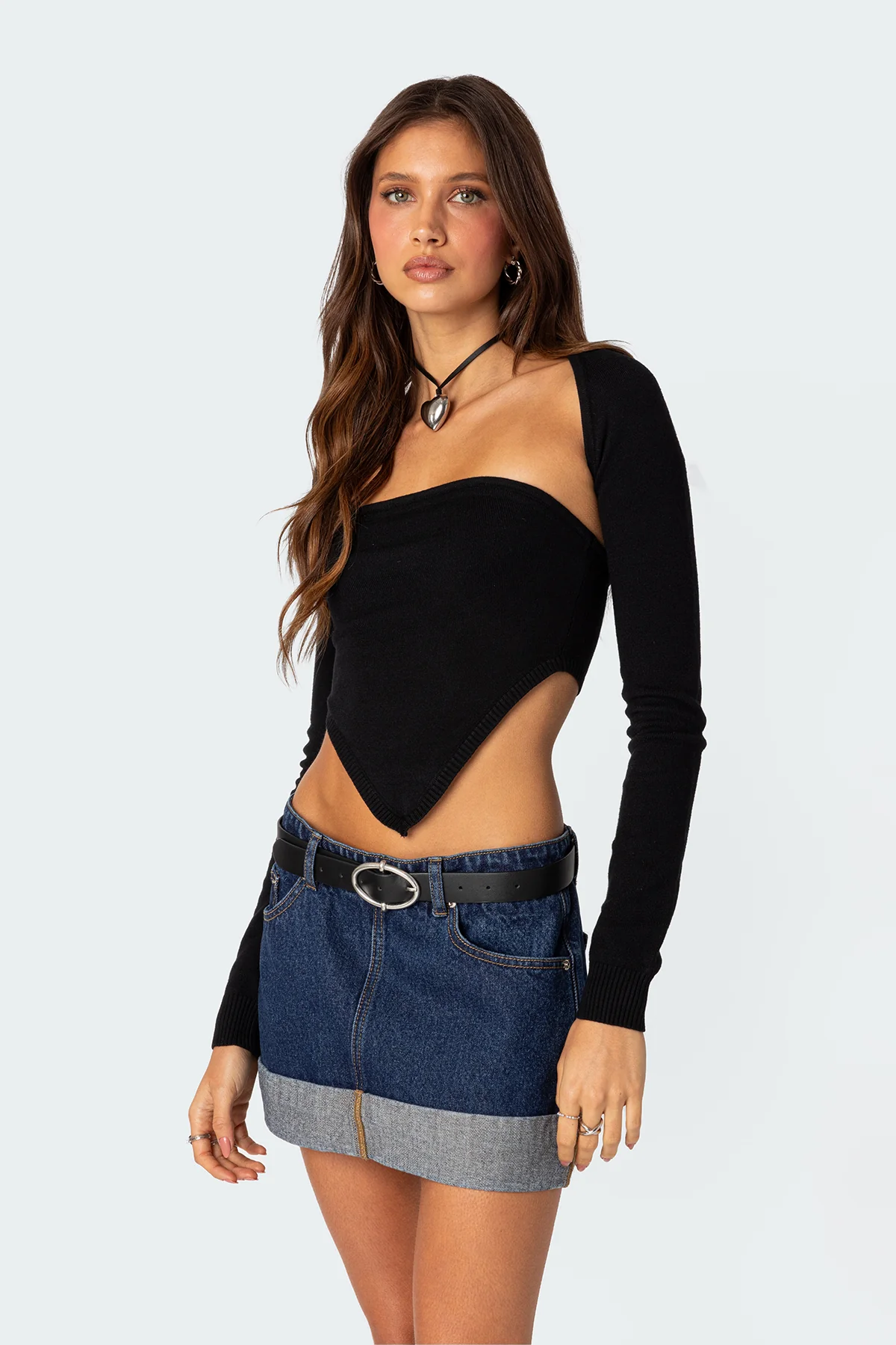 Two Piece Knit Triangle Shrug Top - Image 3