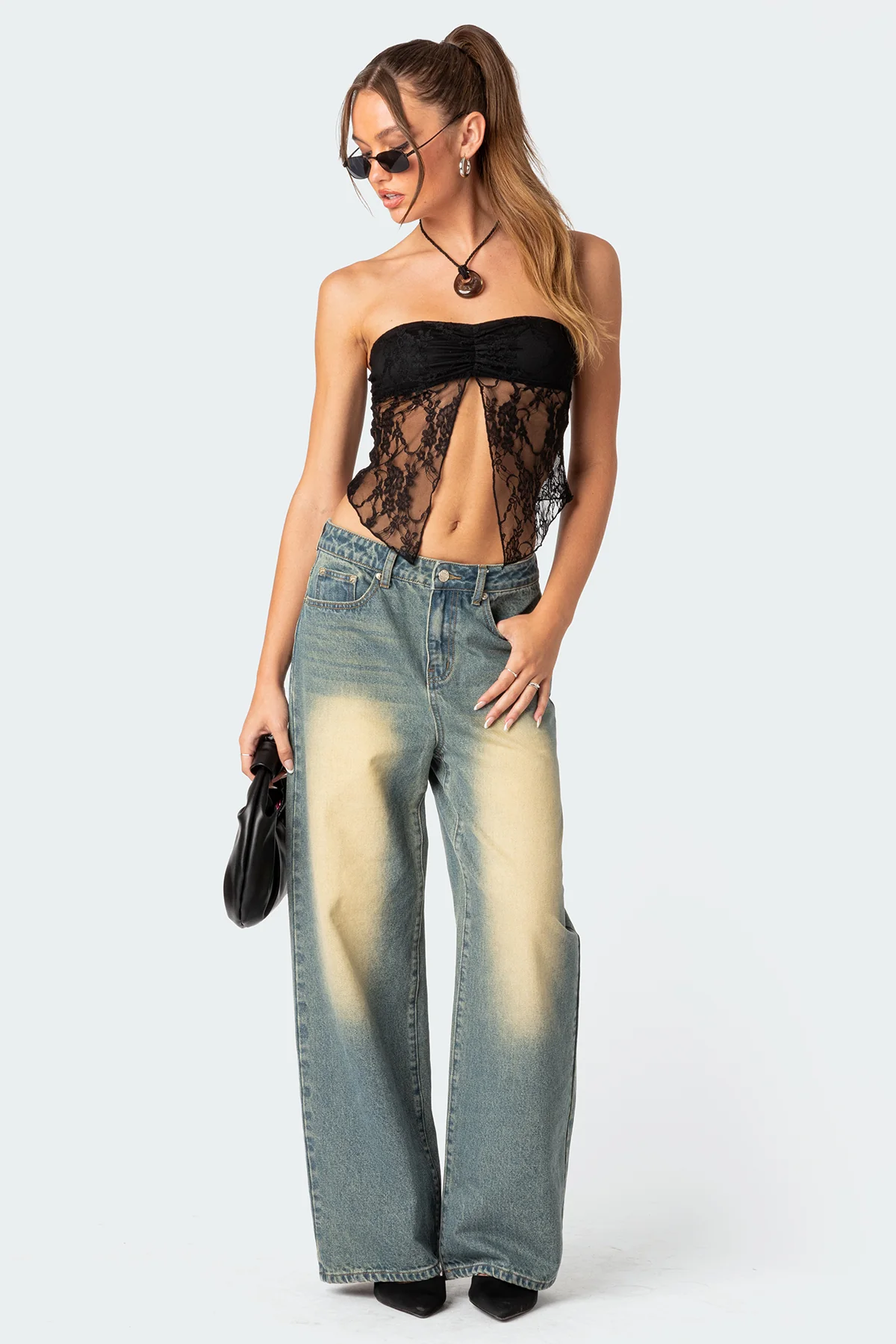 Twilight Sheer Lace Split Front Top - Image 2