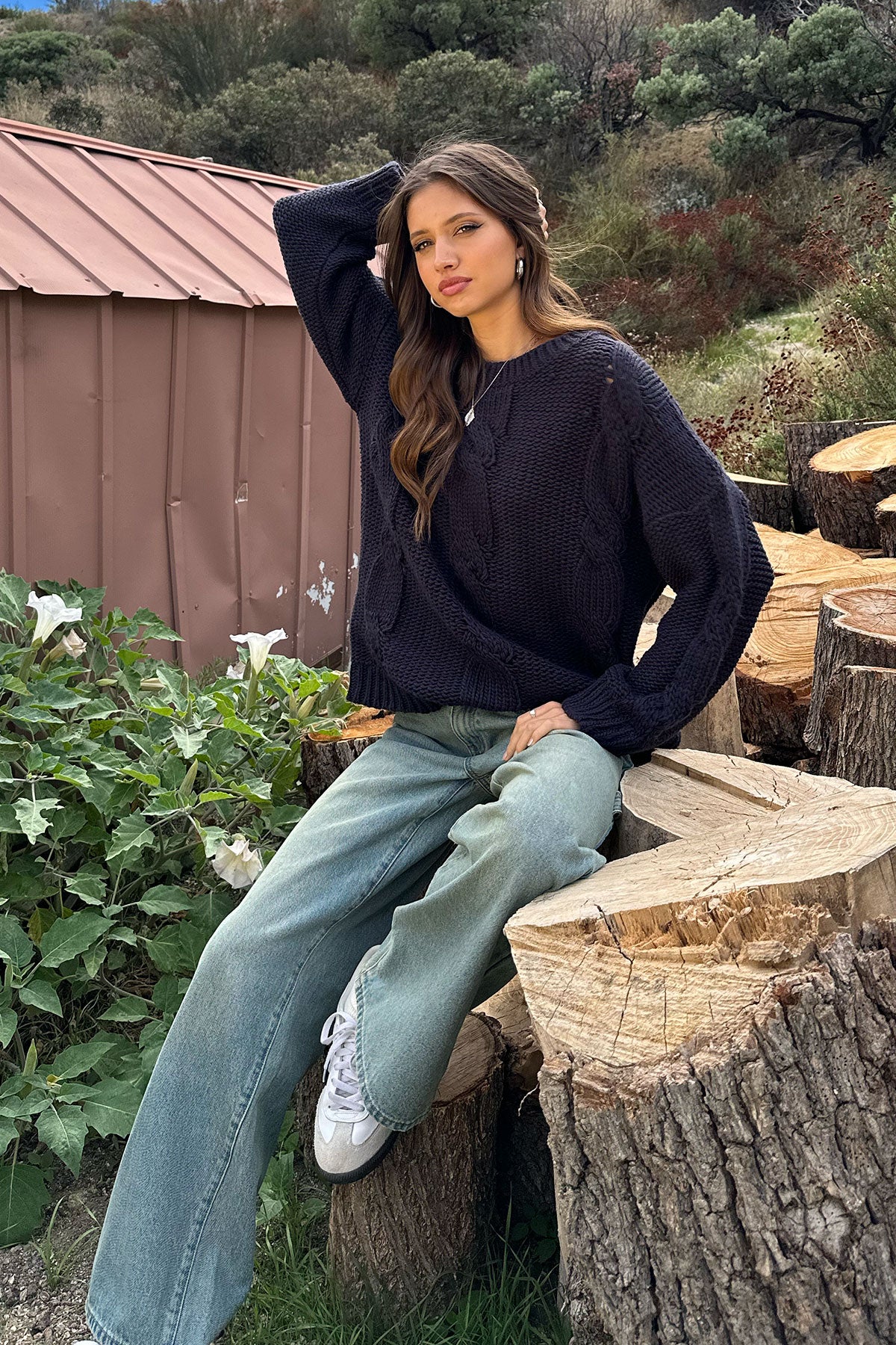Alene Oversized Cable Knit Sweater - Image 6