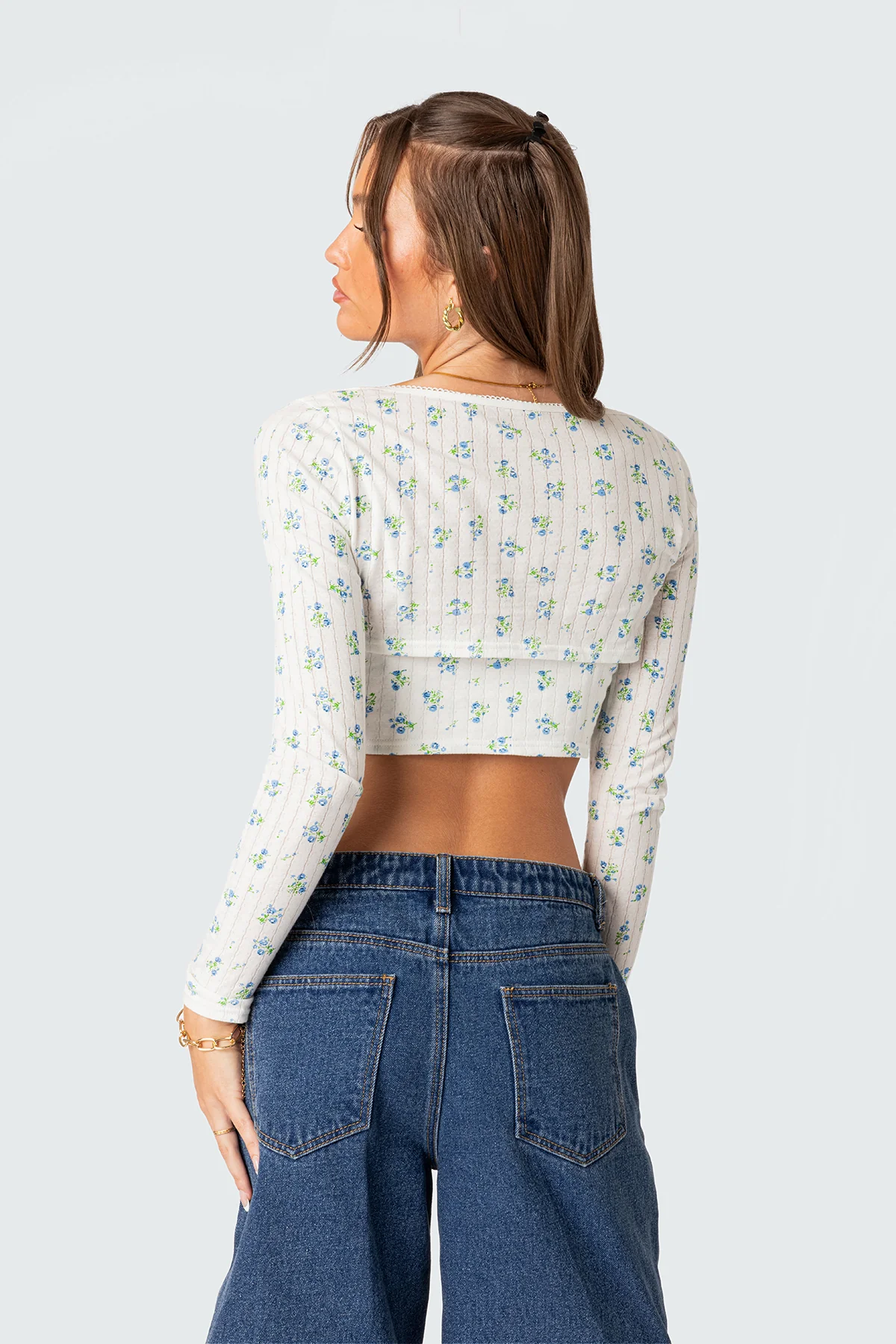 Pointelle Two Piece Shrug Top - Image 4