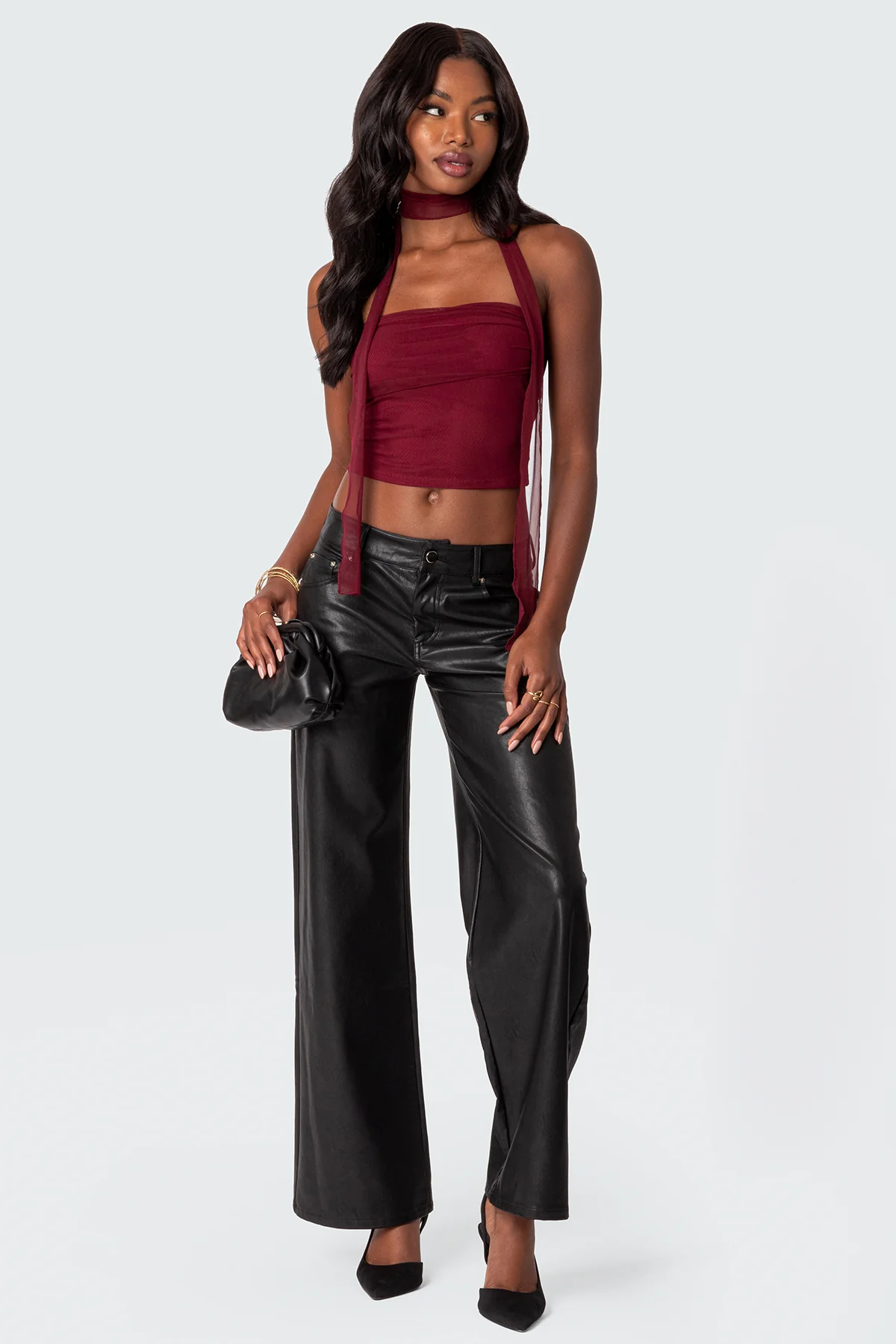 Faux Leather Straight Leg Pants - Image 5