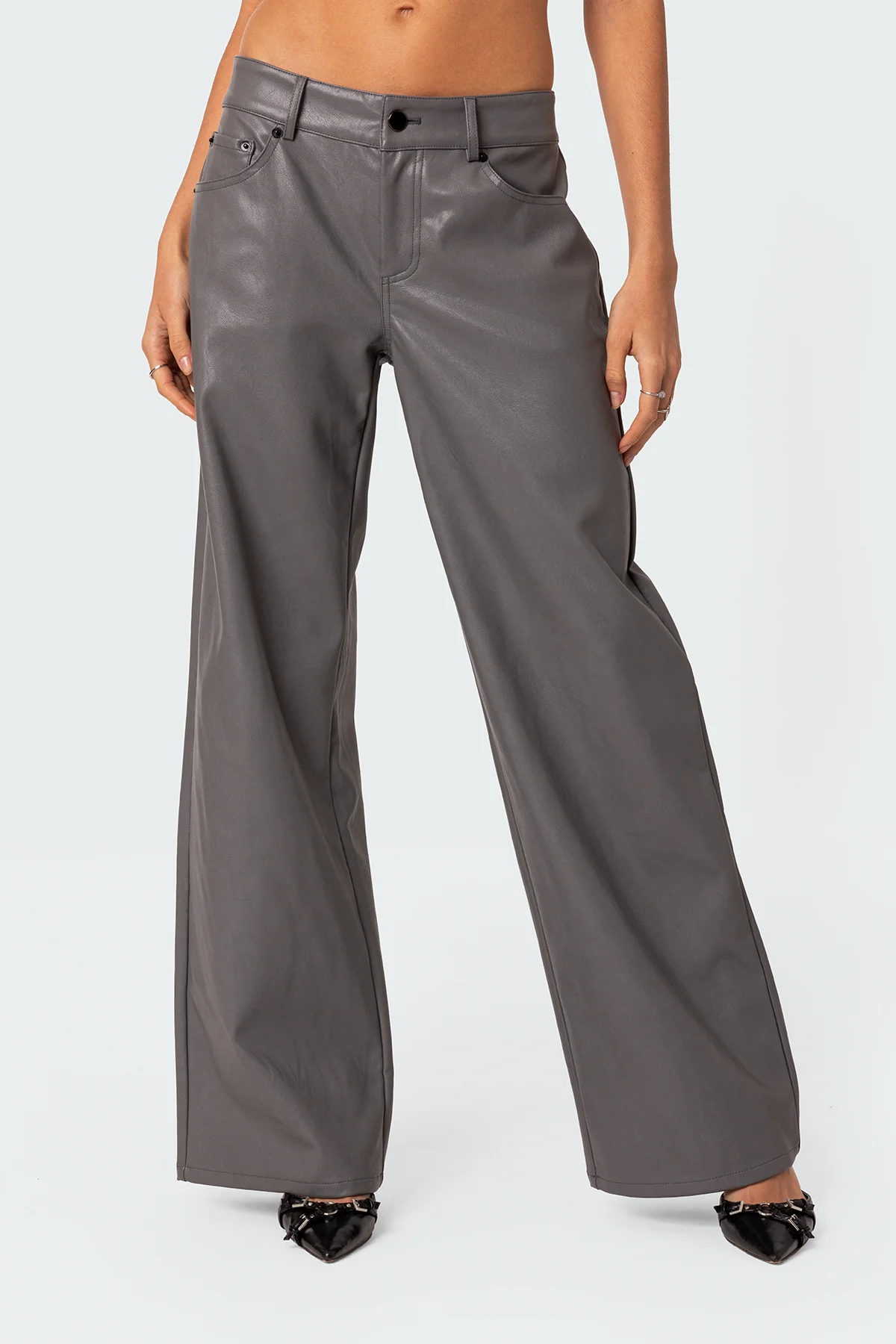 Faux Leather Straight Leg Pants - Image 2