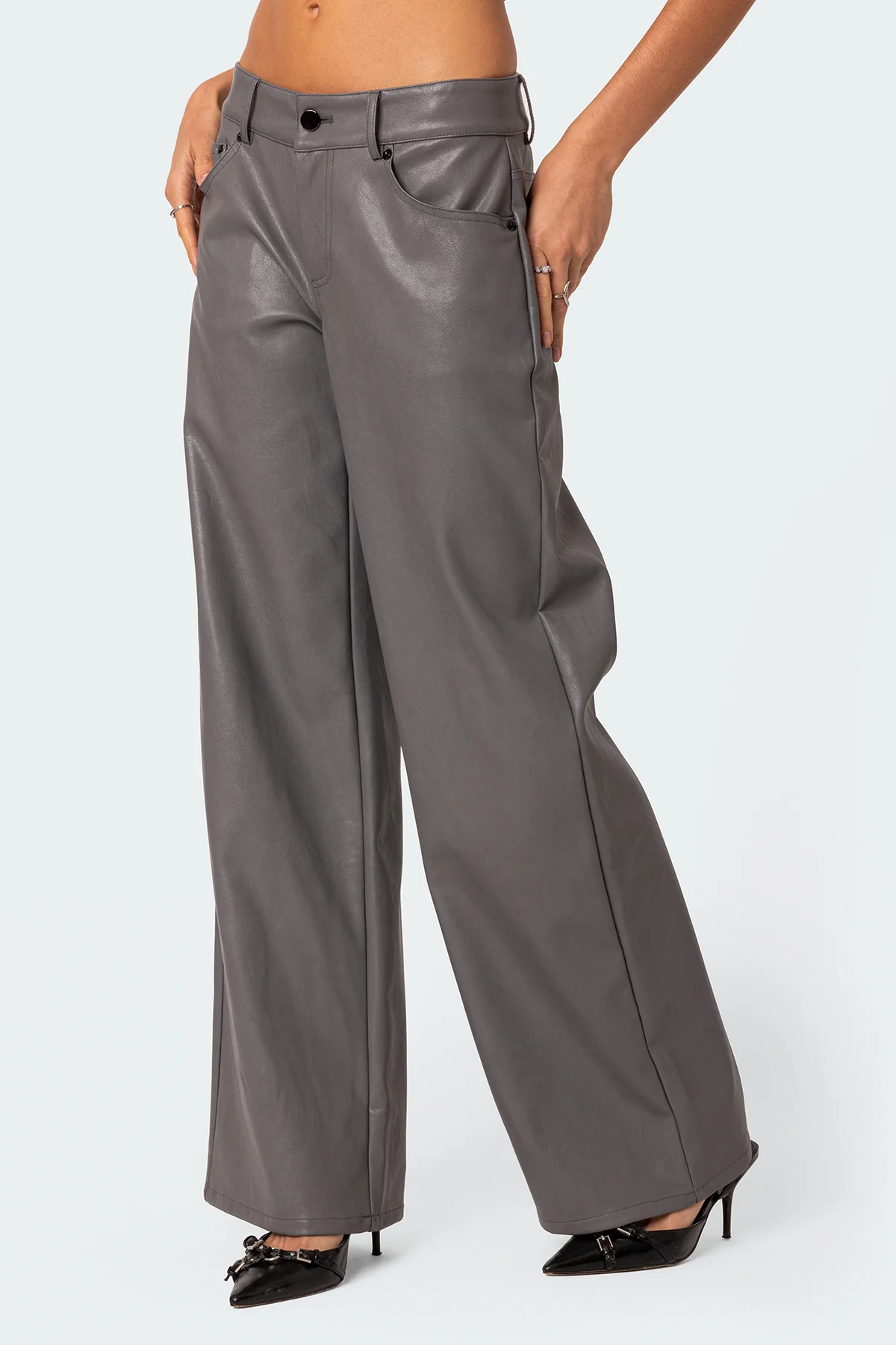 Faux Leather Straight Leg Pants - Image 3