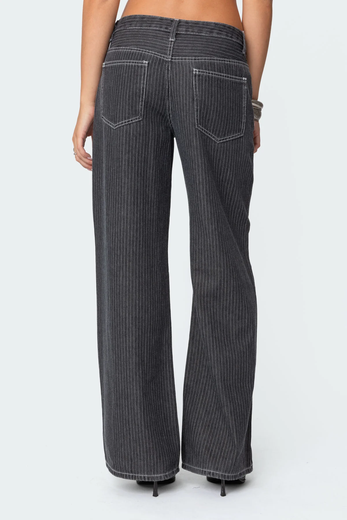 Pinstripe Low Rise Baggy Jeans - Image 4