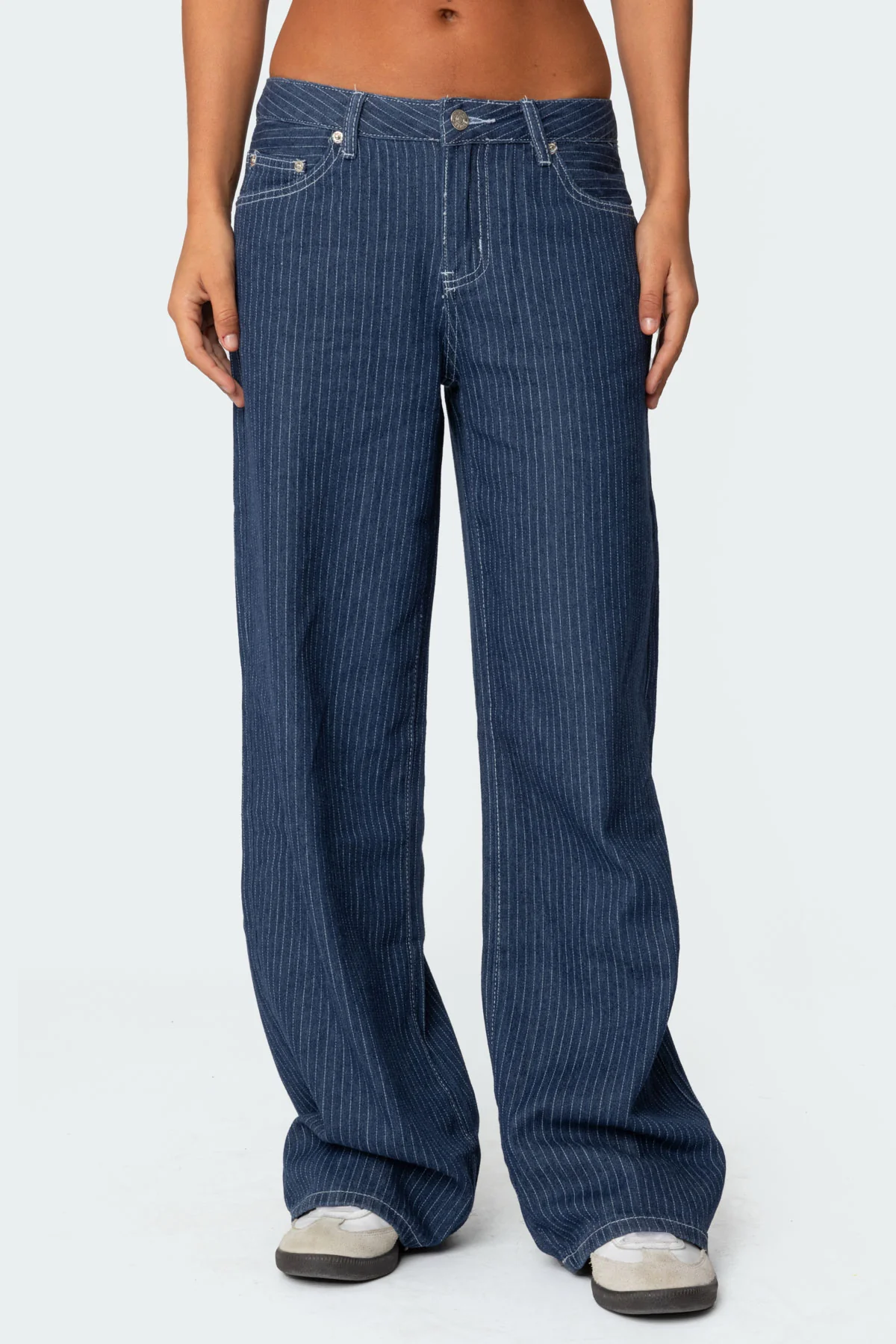 Pinstripe Low Rise Baggy Jeans - Image 2