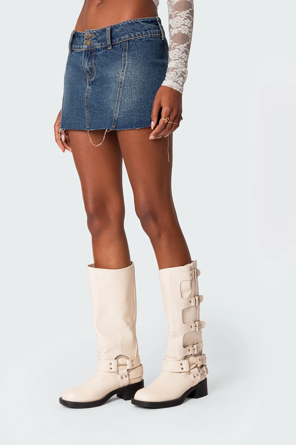 Donnie Washed Denim Mini Skirt - Image 3