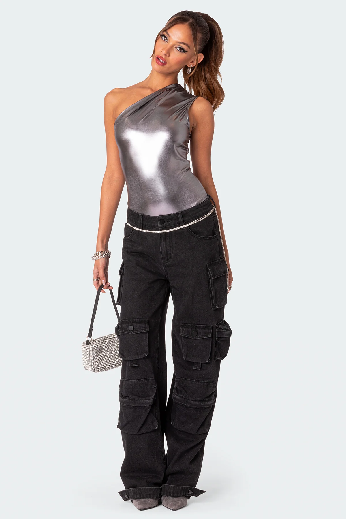 Feona Gathered Metallic Bodysuit - Image 2