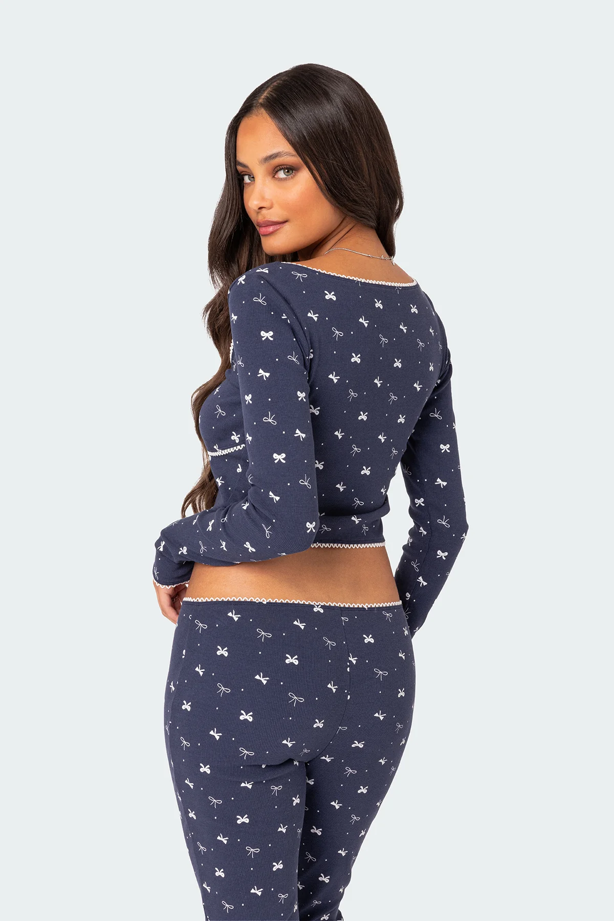 Bradley Bow Print Ribbed Pajama Top - Image 4