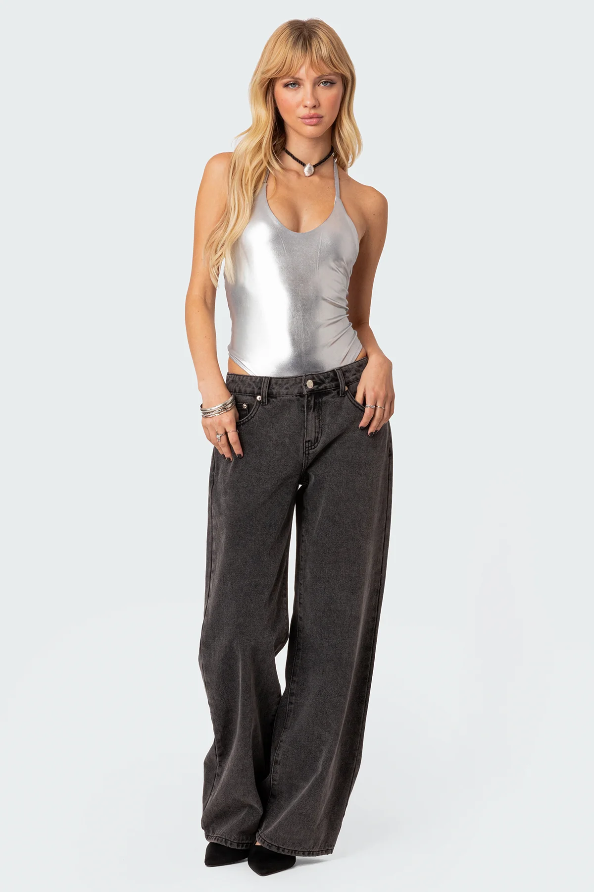 Elektra Open Back Metallic Bodysuit - Image 5