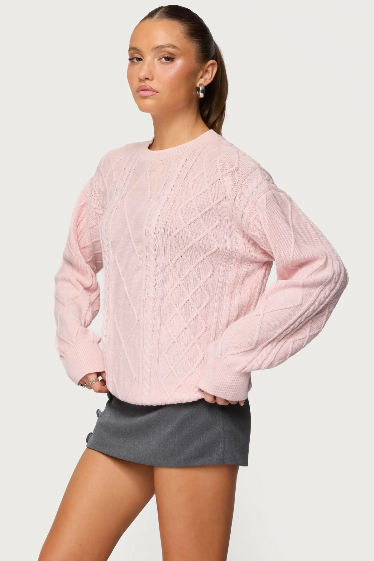 Jessy Cable Knit Oversized Sweater - Image 3