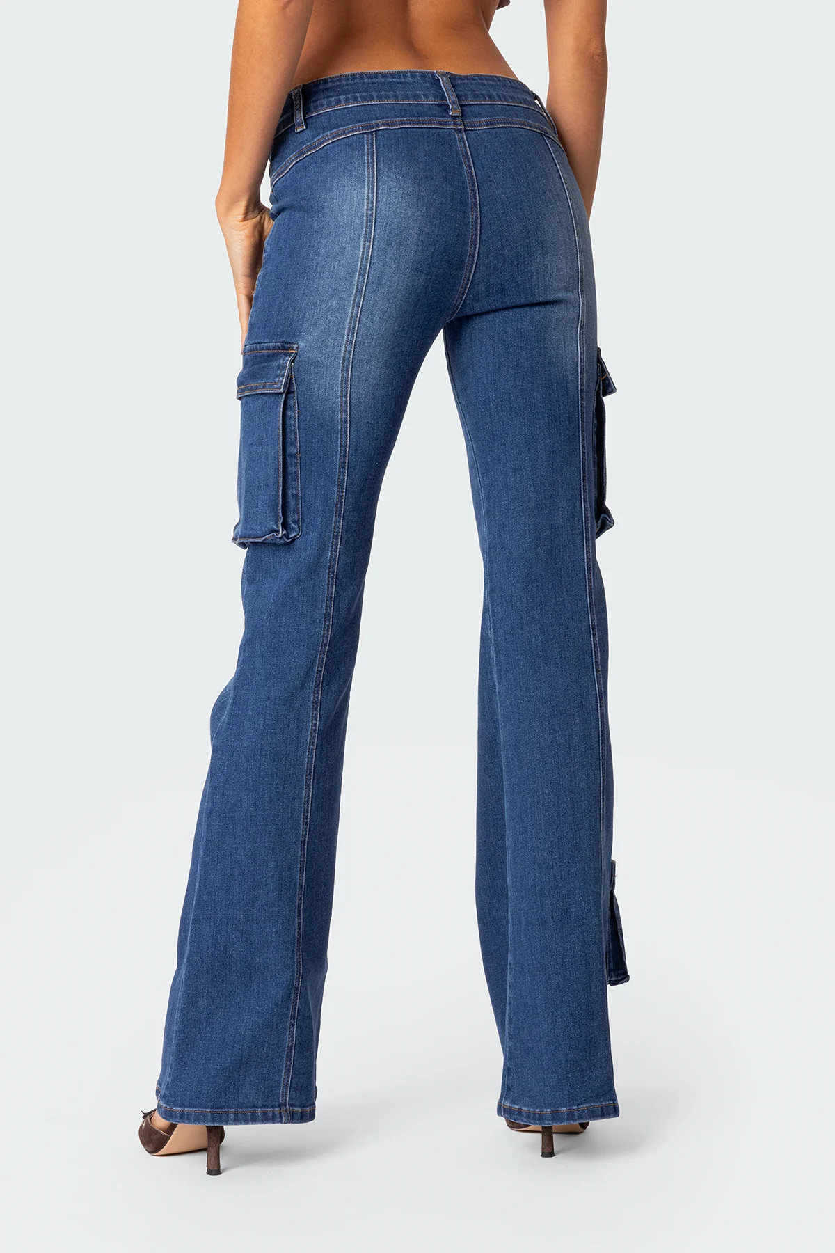 Roslyn Low Rise Flared Cargo Jeans - Image 4
