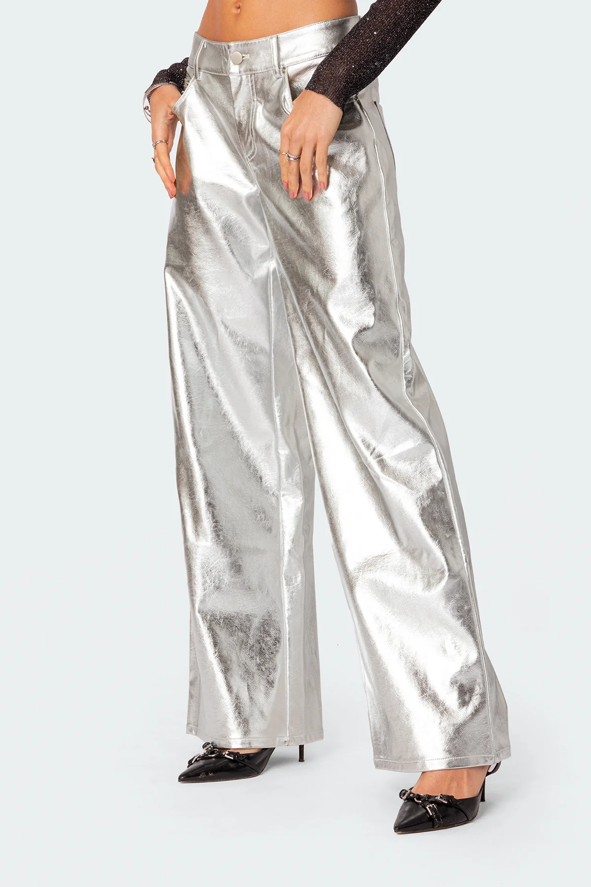 Kim Metallic Faux Leather Pants - Image 3
