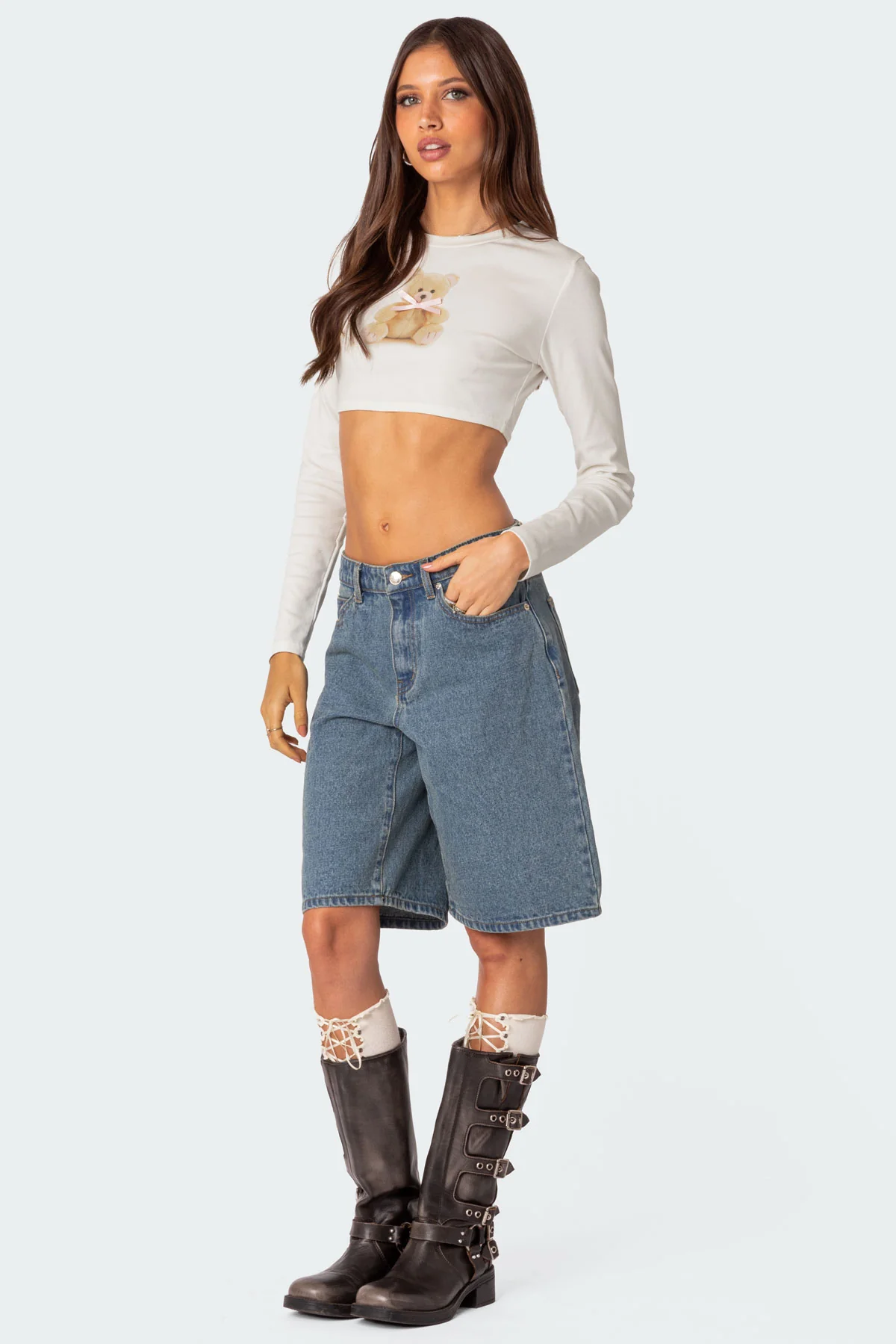 Ted Cropped Long Sleeve T Shirt - Image 4