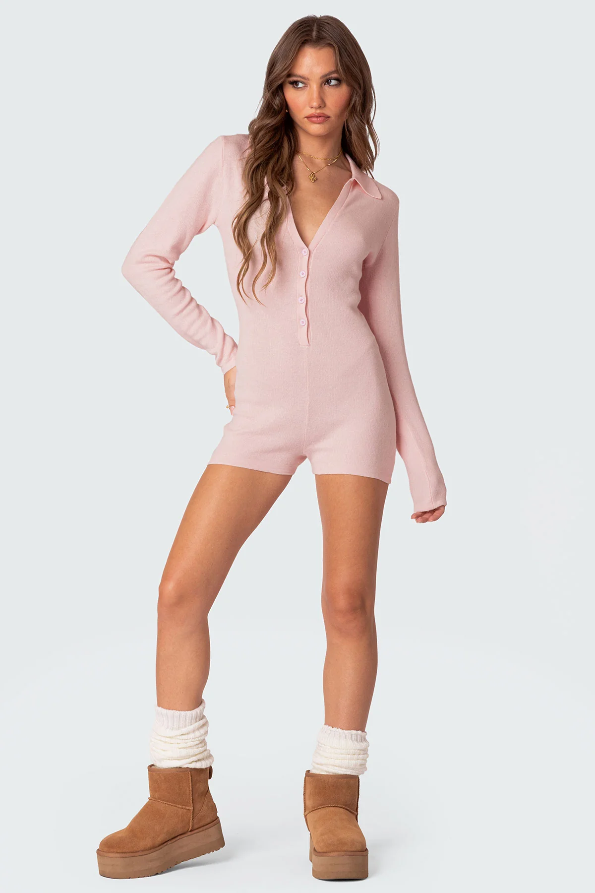 Lillian Button Front Knit Romper - Image 5