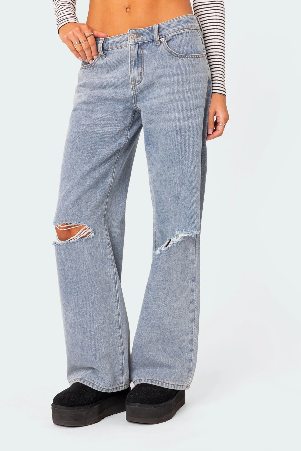 Debbie Distressed Low Rise Baggy Jeans - Image 2