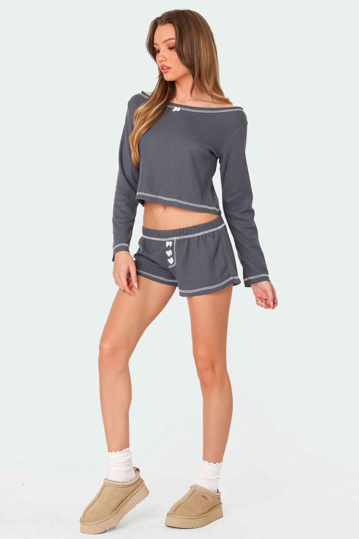 Peoni Stitch Waffle Top - Image 3