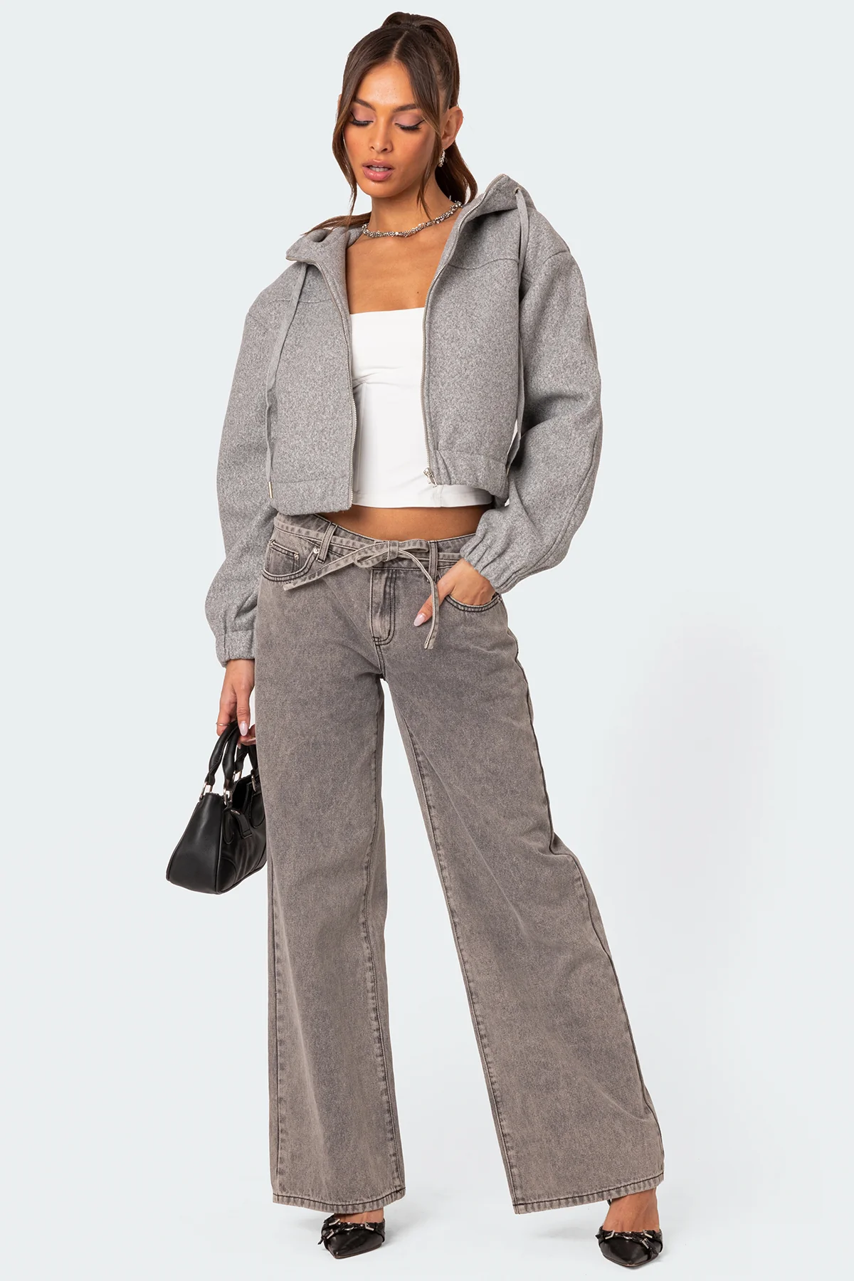 Hooded Texture Bomber Jacket - Image 2