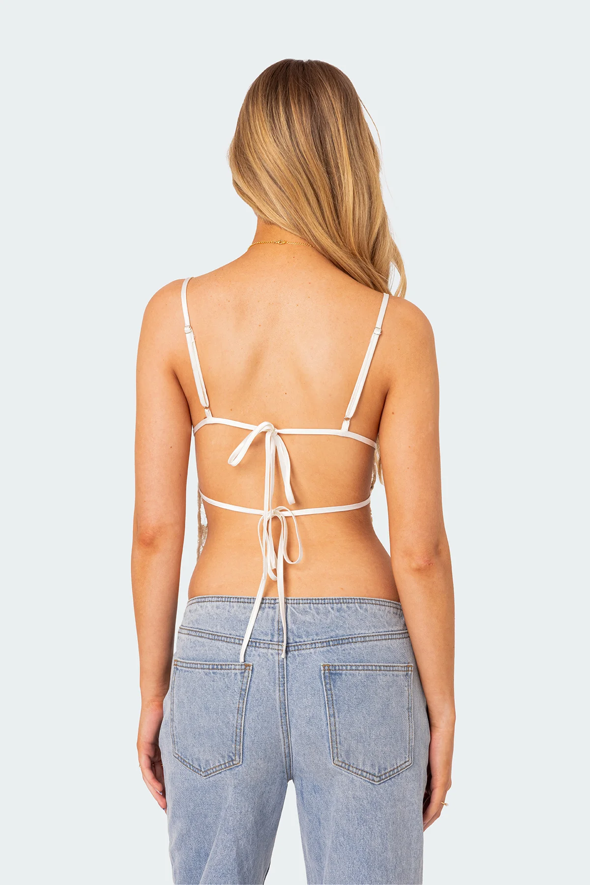Cara Sheer Lace Open Back Top - Image 4
