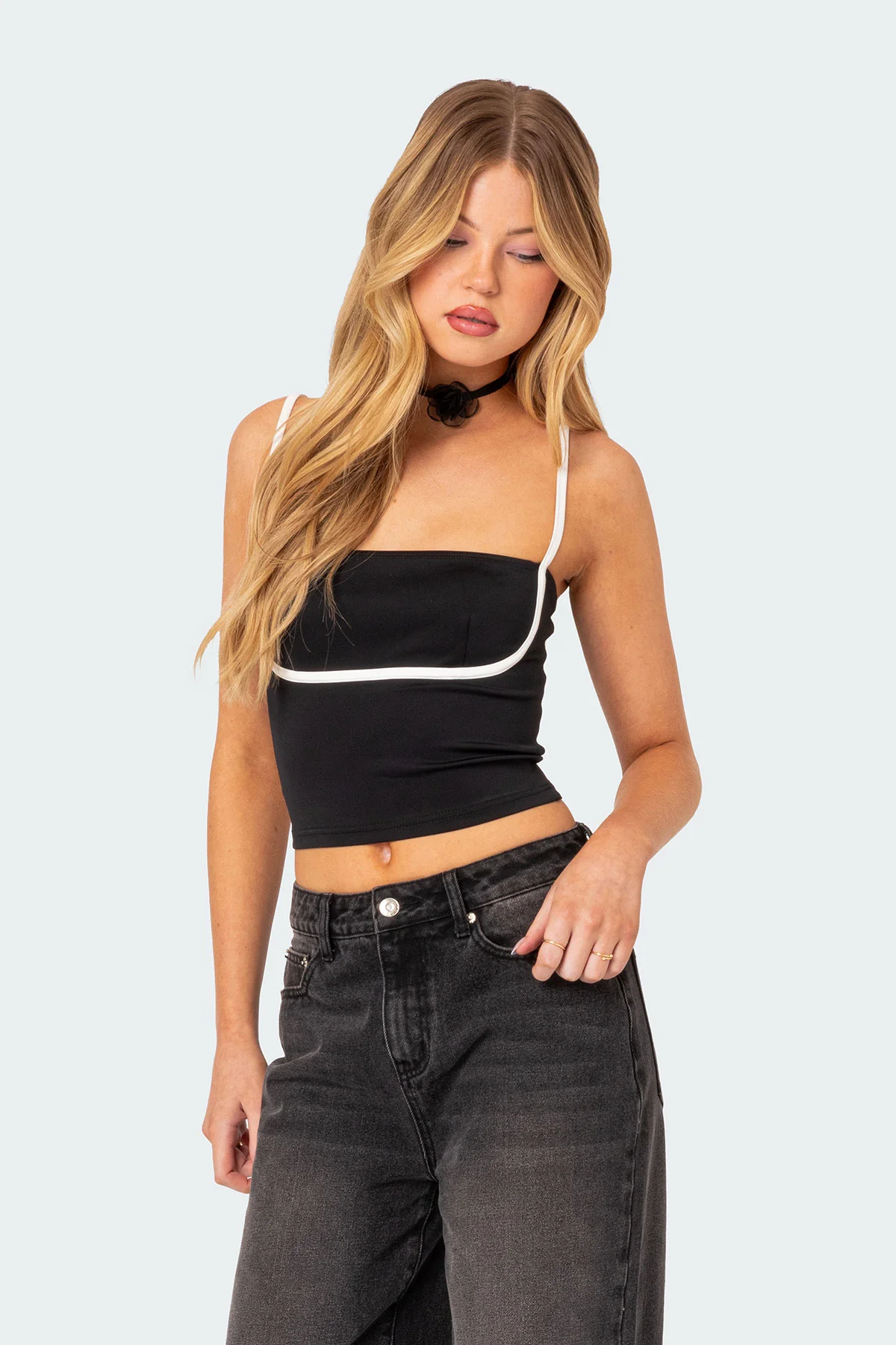 Yang Contrast Strap Tank Top - Image 3