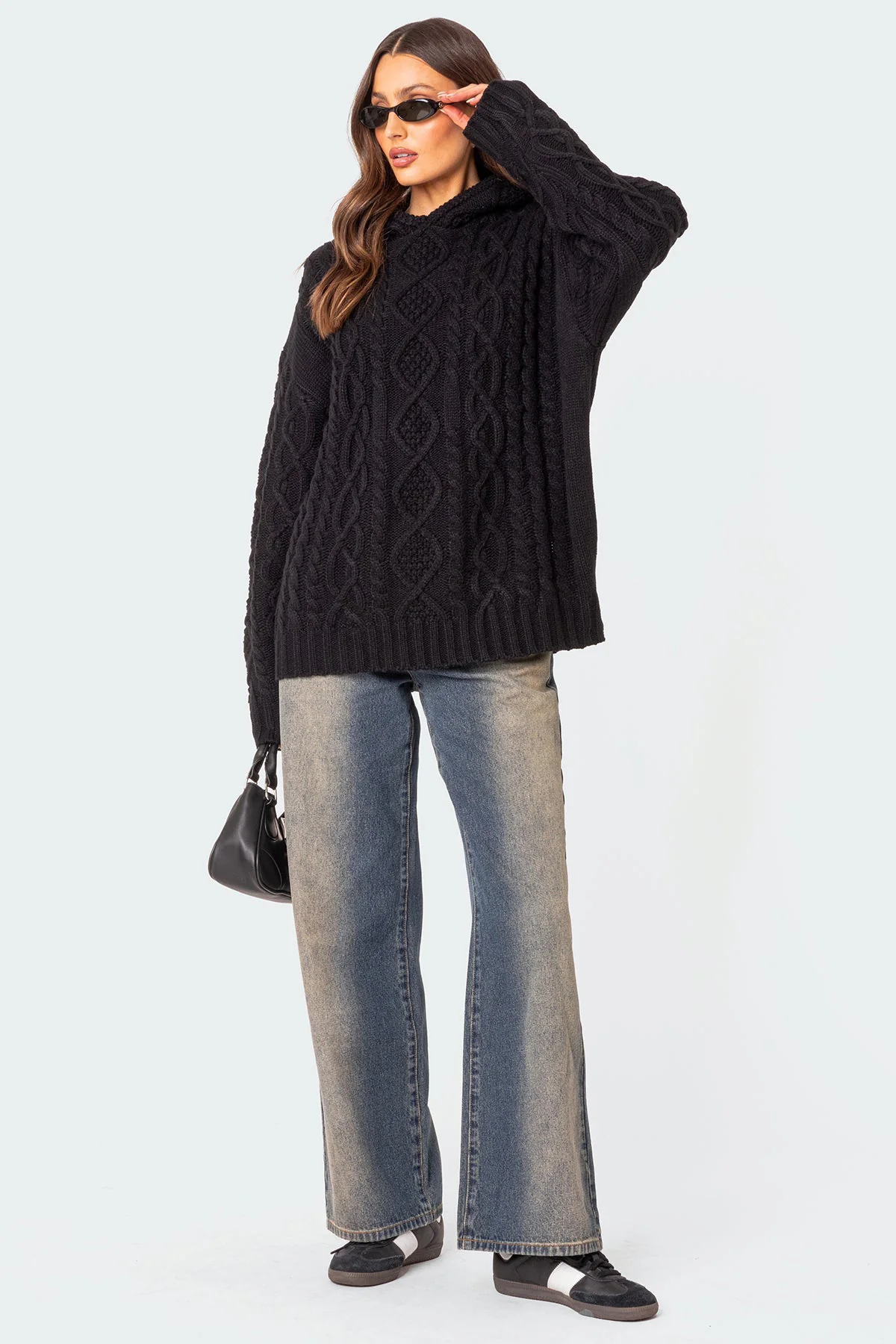 Oversized Cable Knit Hoodie - Image 2