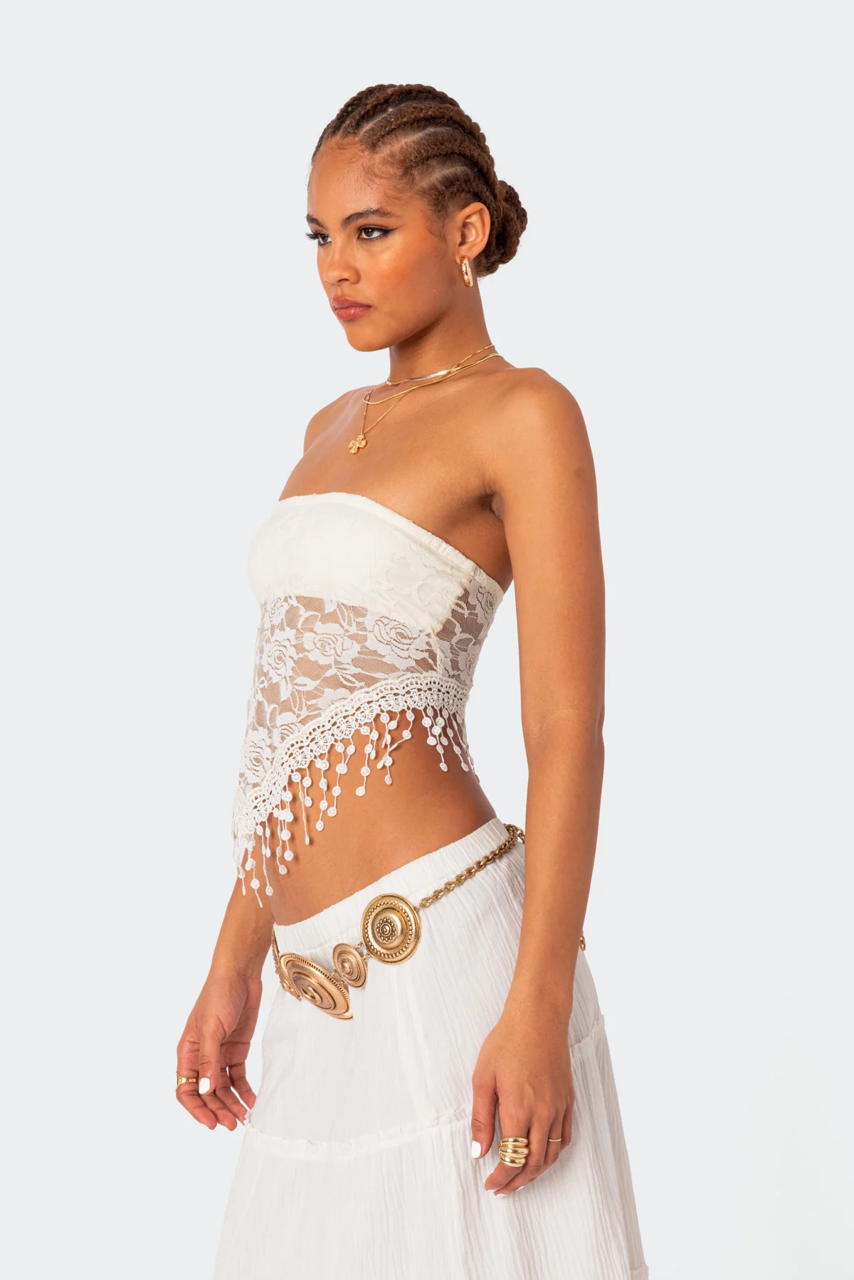 India Sheer Lace Strapless Top - Image 3