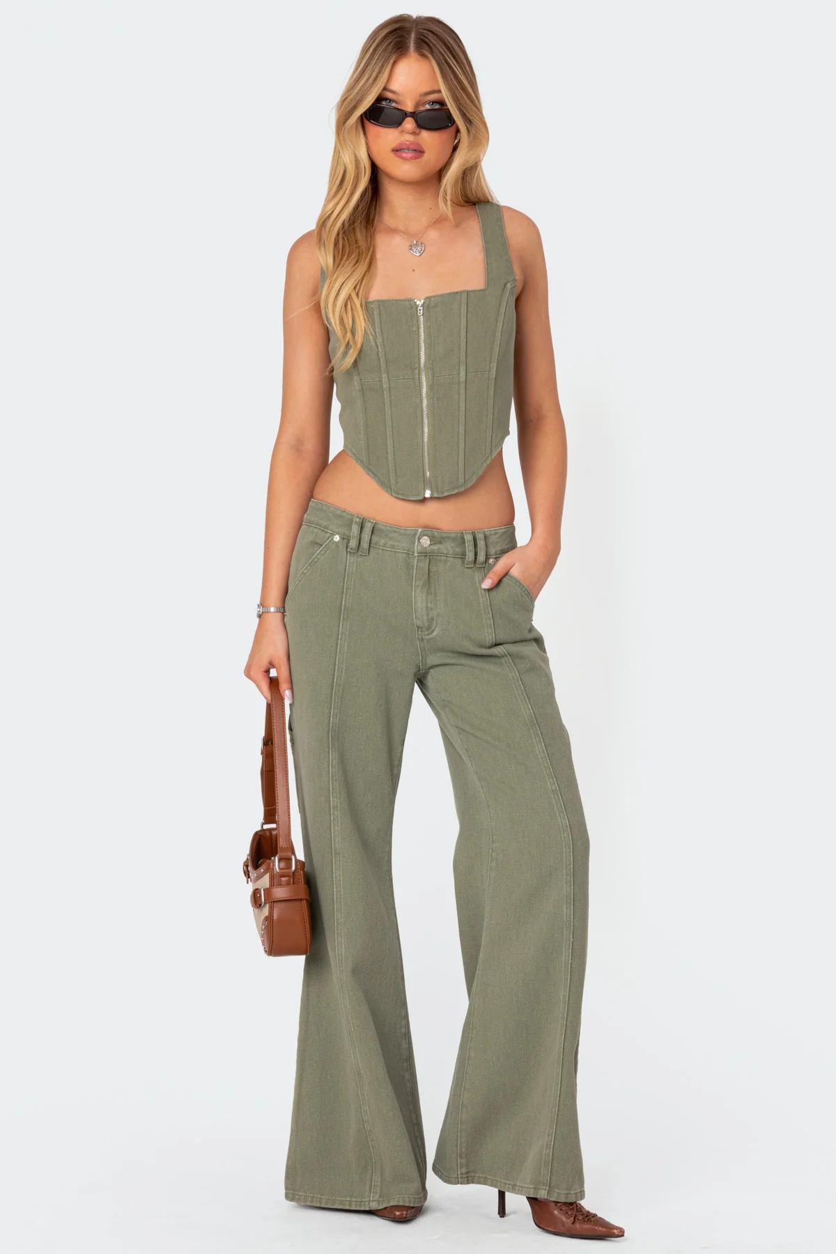 Lottie Washed Denim Zip Corset - Image 2