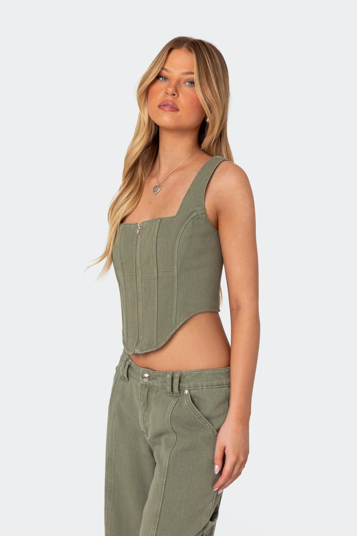 Lottie Washed Denim Zip Corset - Image 3
