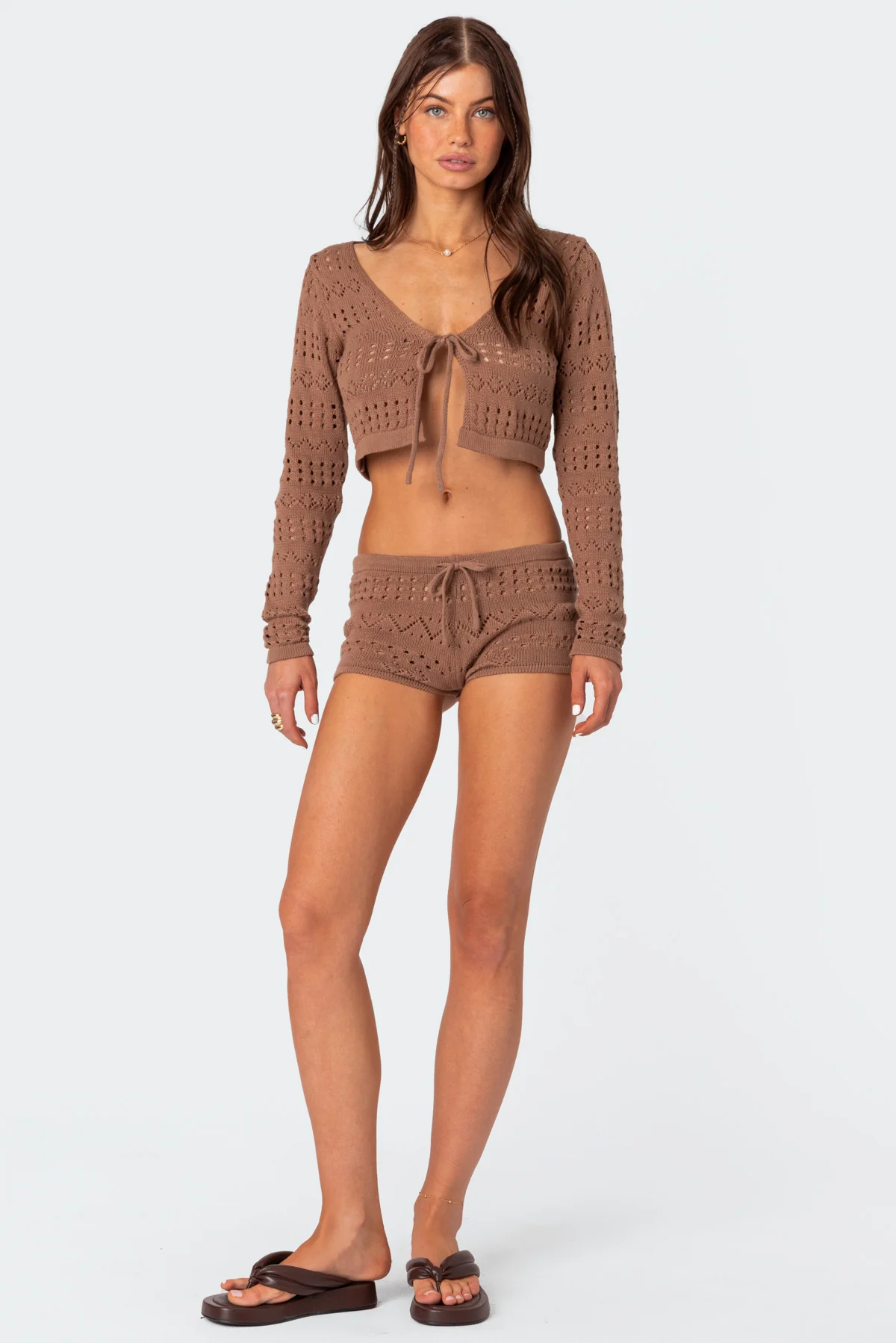 Betsy Tie Front Knitted Shorts - Image 5