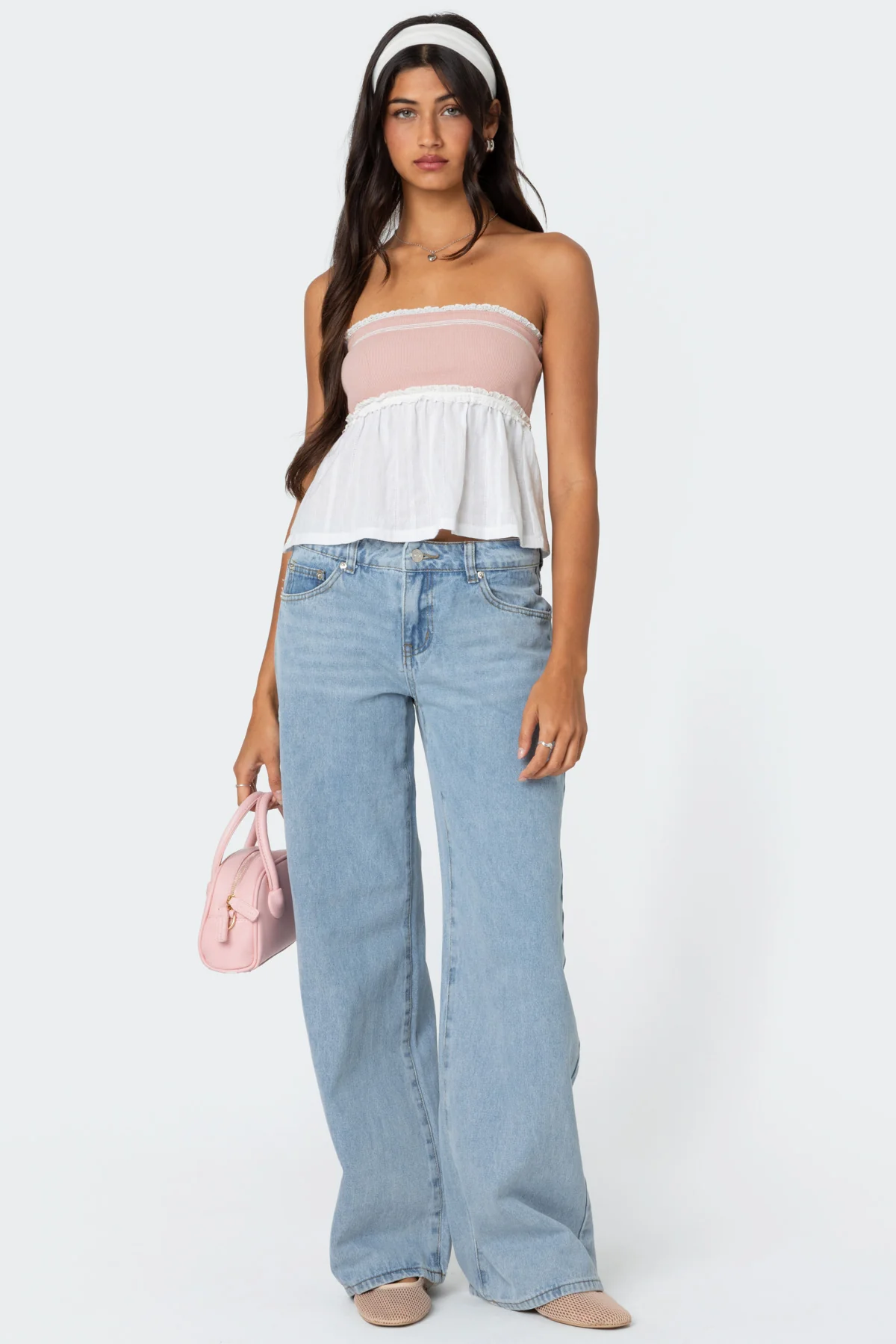 Rena Ribbed Peplum Tube Top - Image 2