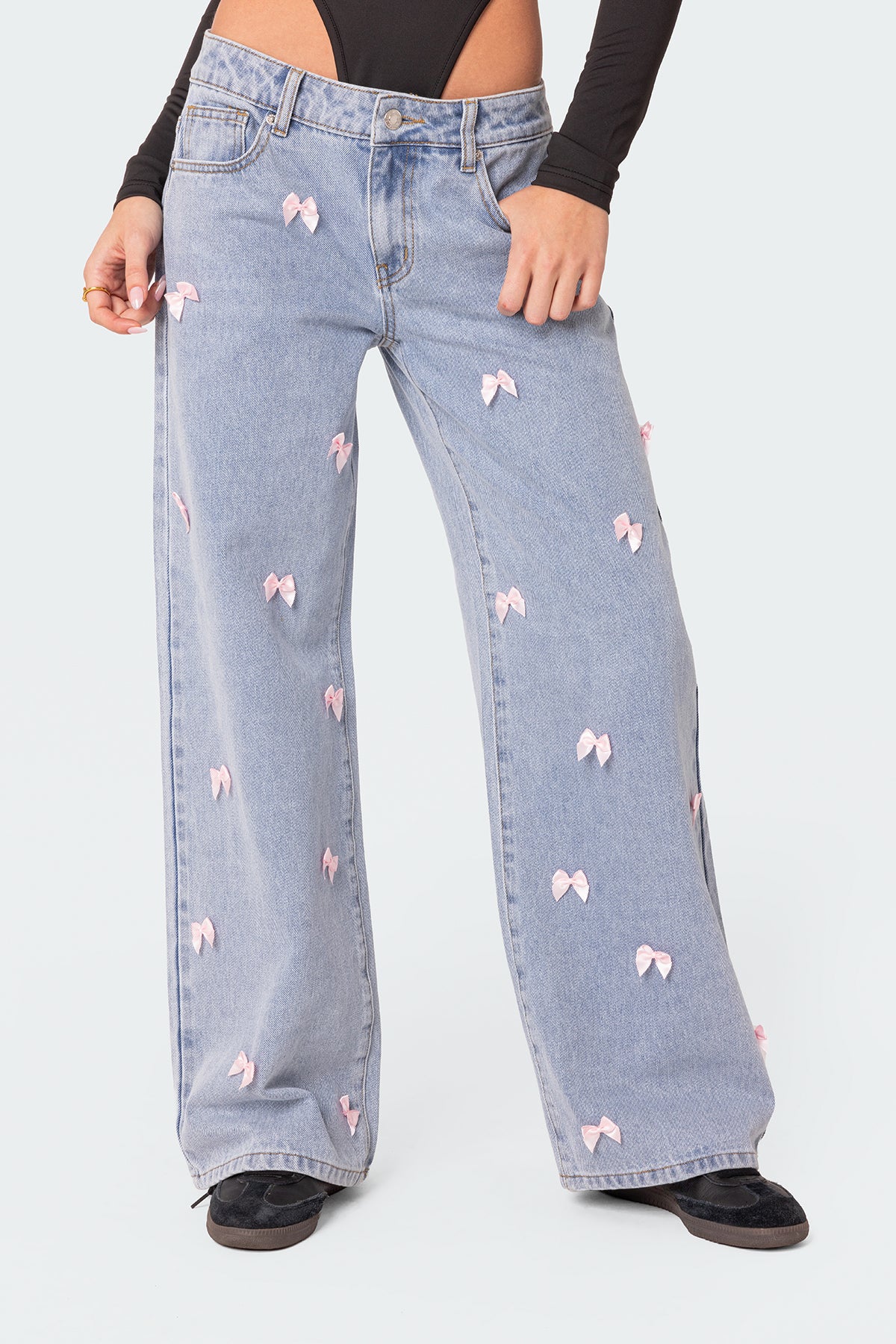 Lucille Bow Low Rise Baggy Jeans - Image 2