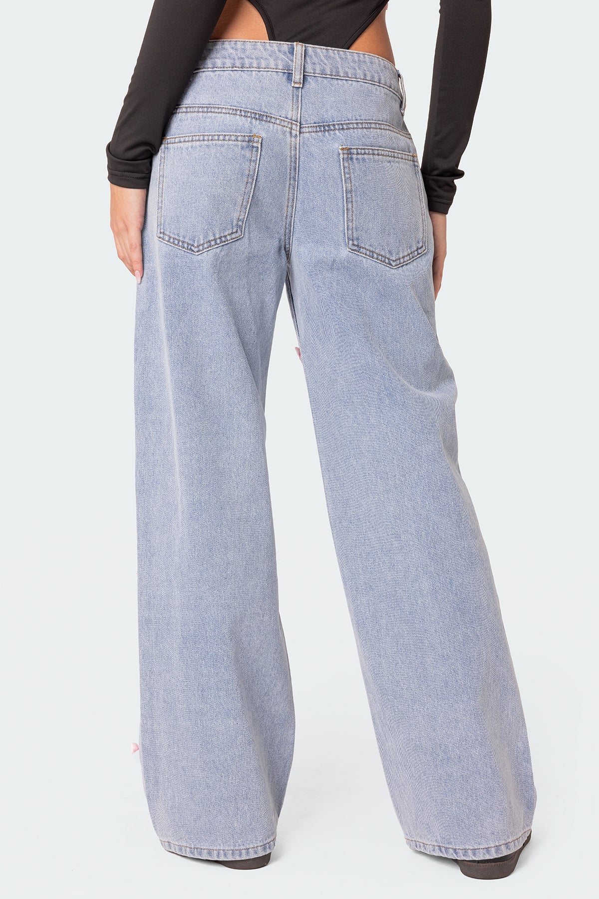 Lucille Bow Low Rise Baggy Jeans - Image 4