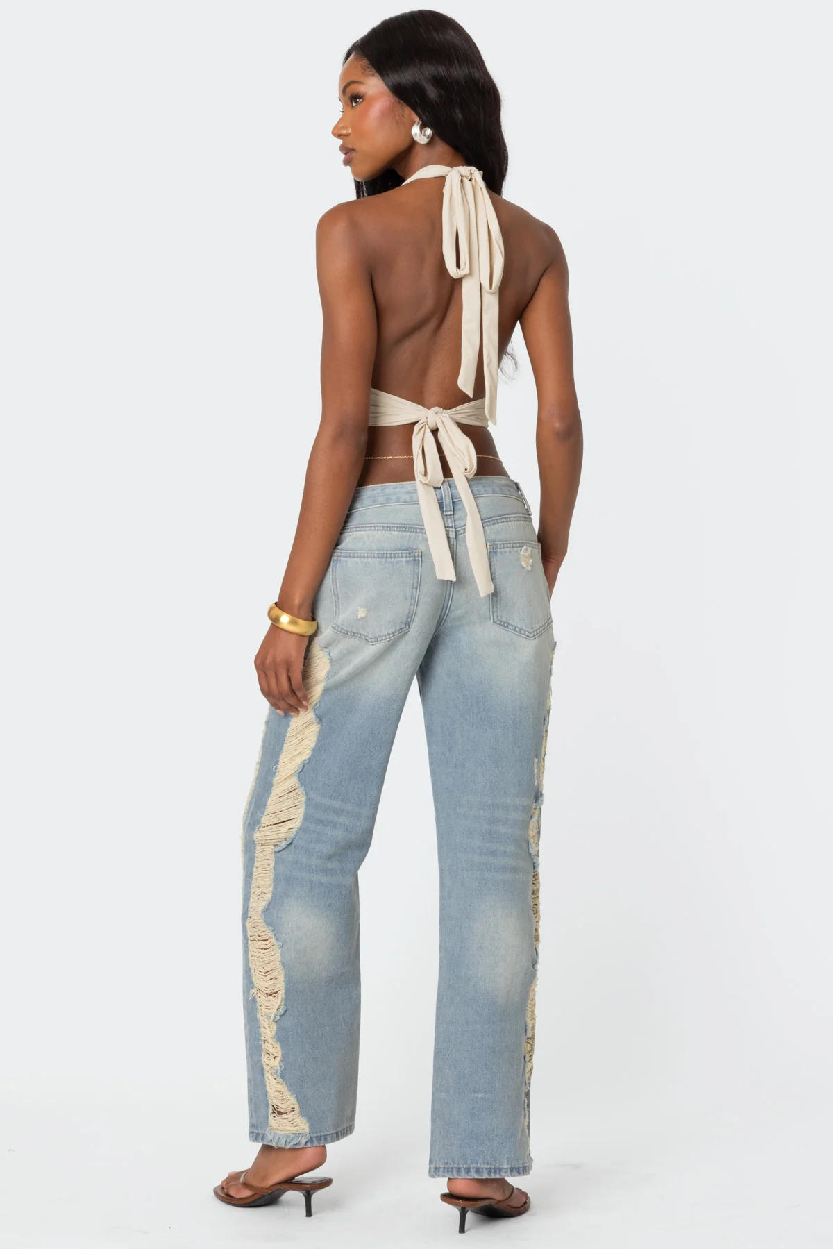 Open Back Triangle Halter Top - Image 2