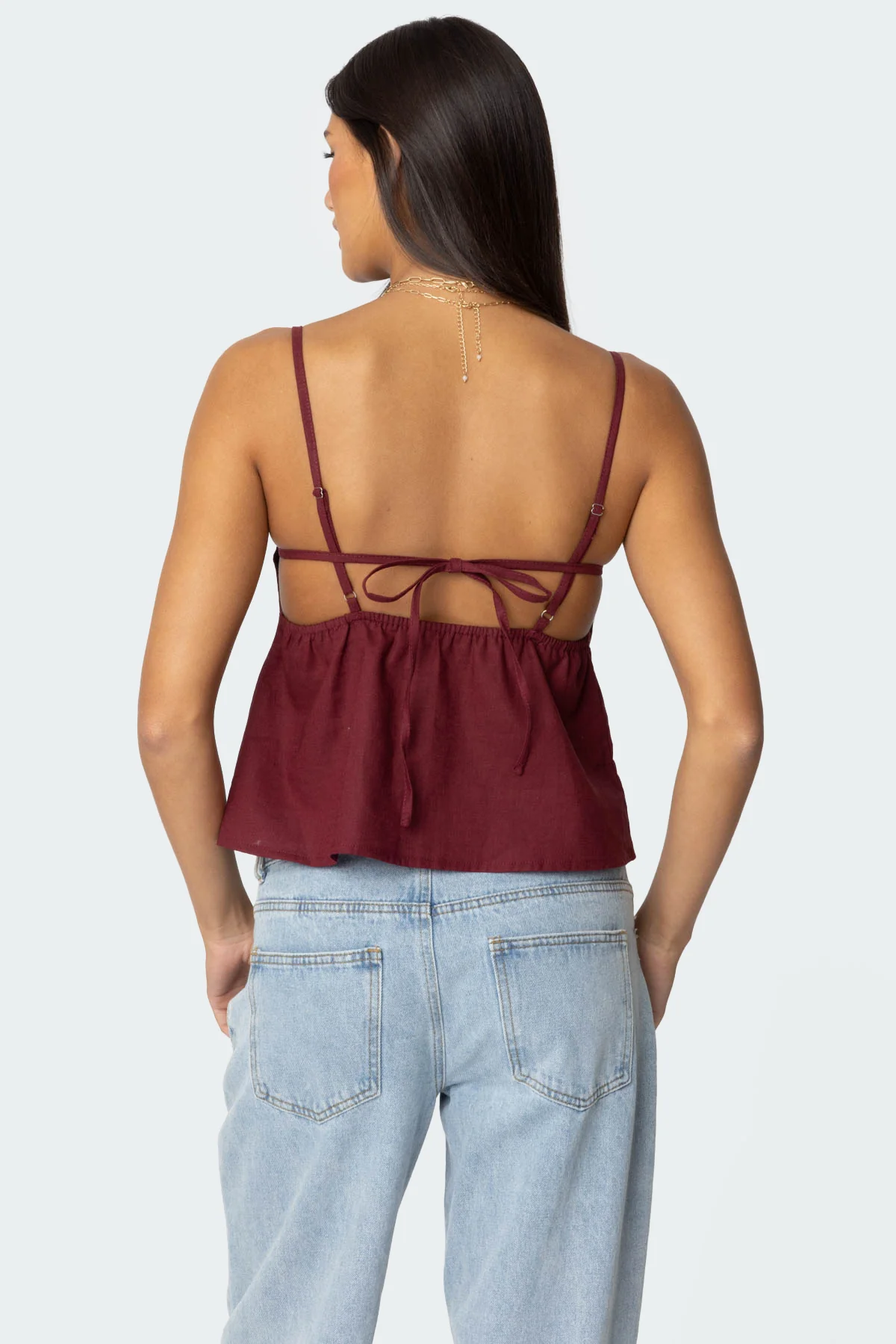 Linen Look Open Back Top - Image 4