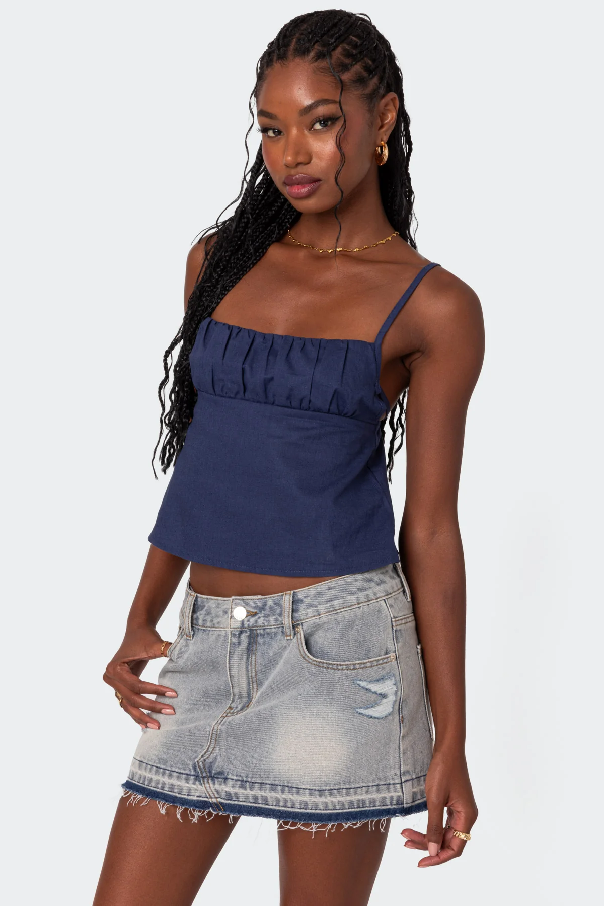 Linen Look Open Back Top - Image 3