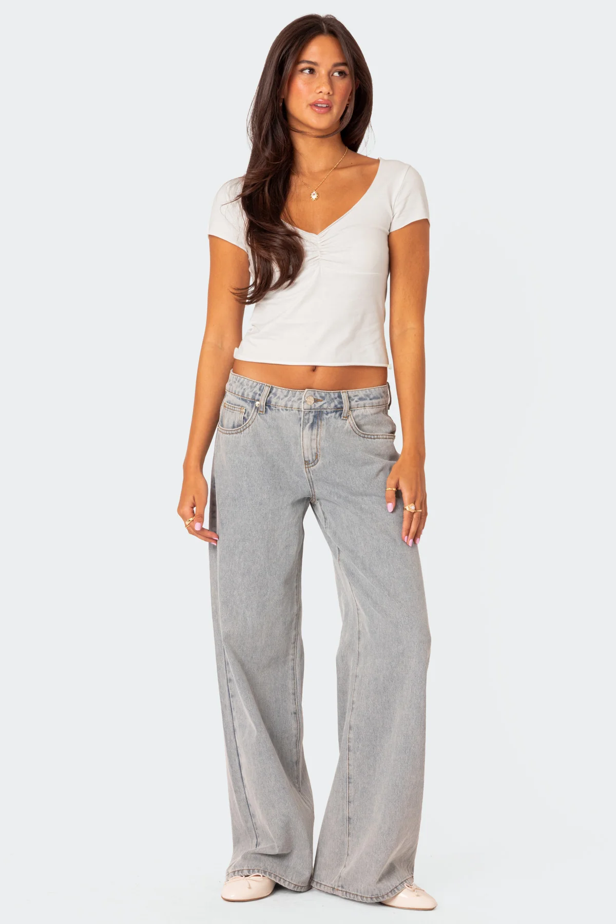 Ava V Neck Ruched Top - Image 2