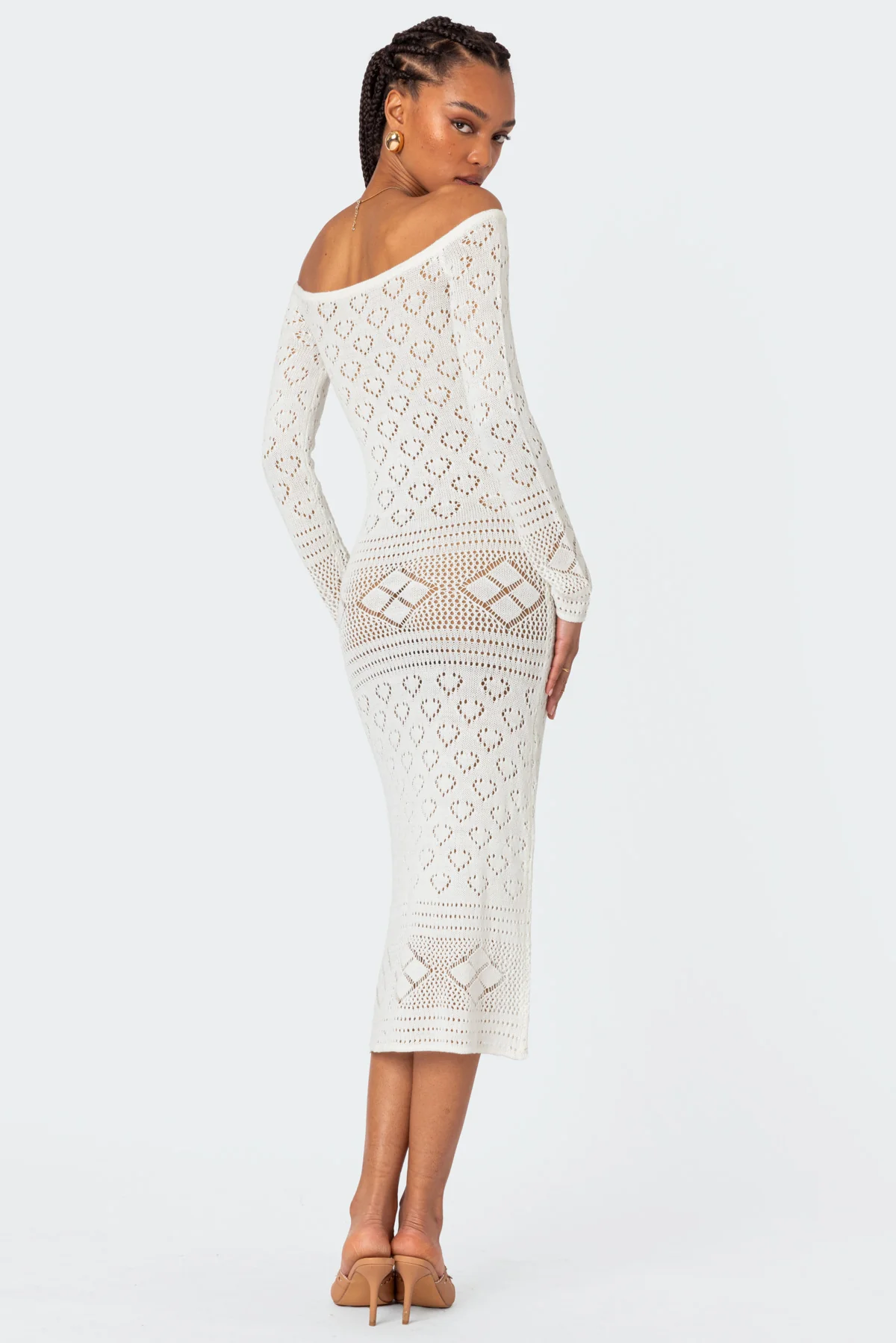 Lily Crochet Off Shoulder Midi Dress - Image 4
