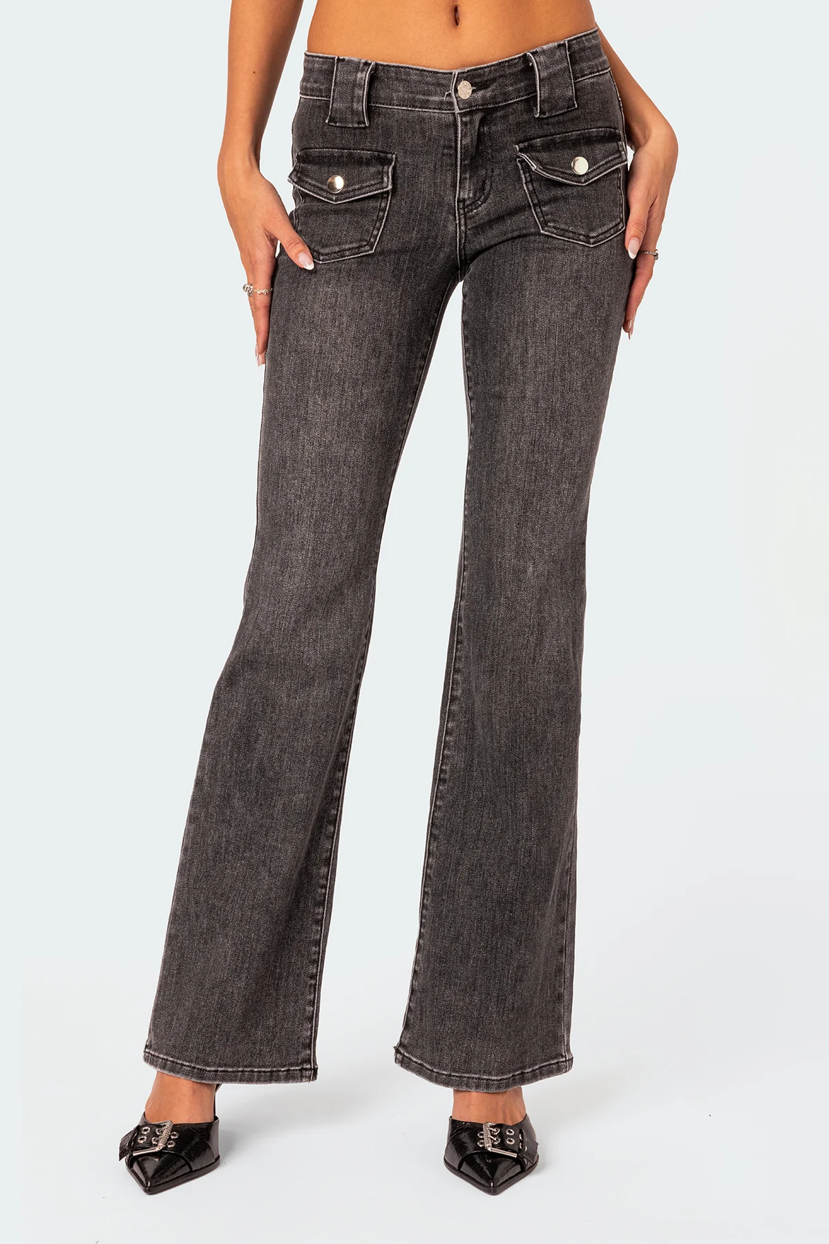 Tatum Washed Low Rise Flared Jeans - Image 2