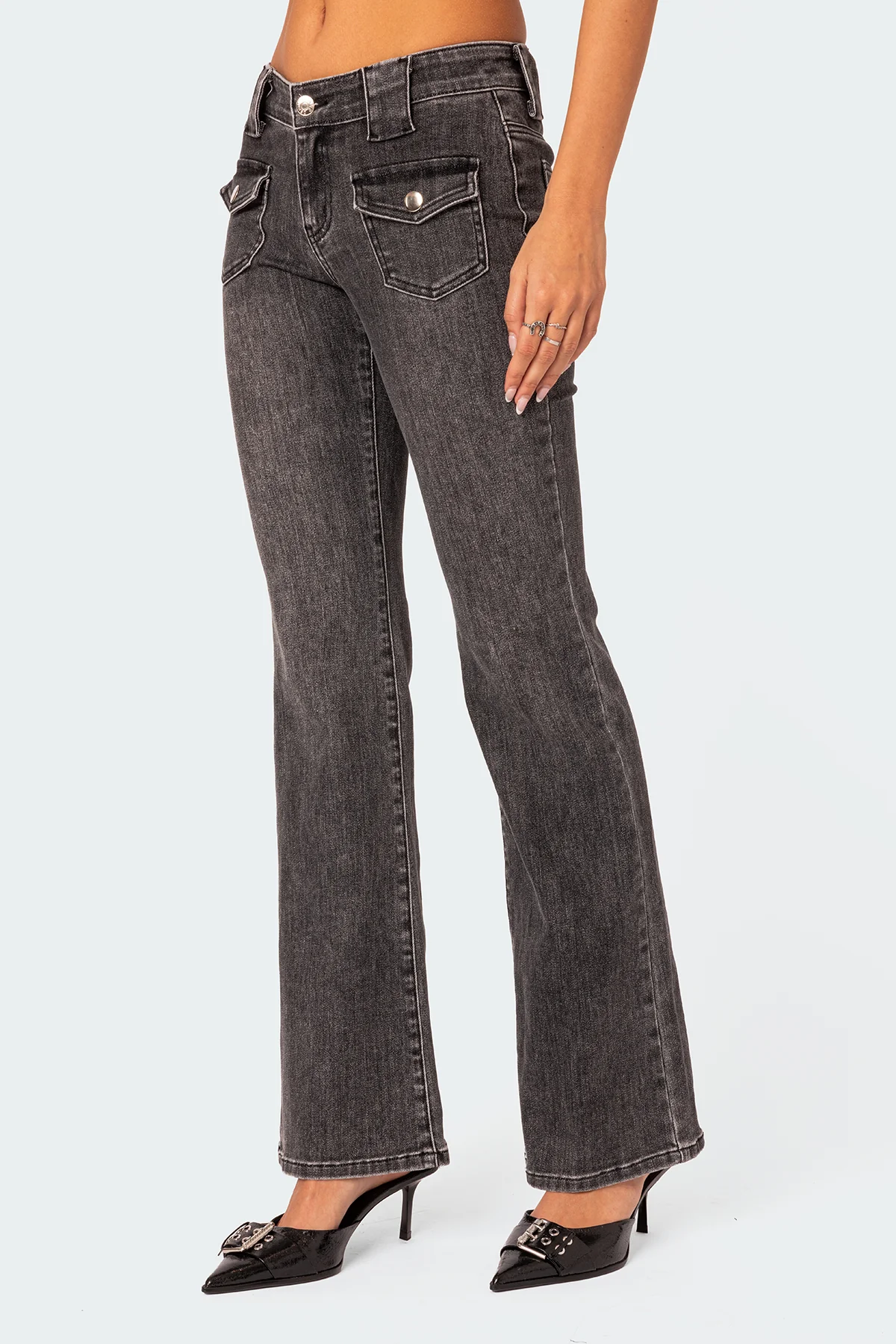 Tatum Washed Low Rise Flared Jeans - Image 4