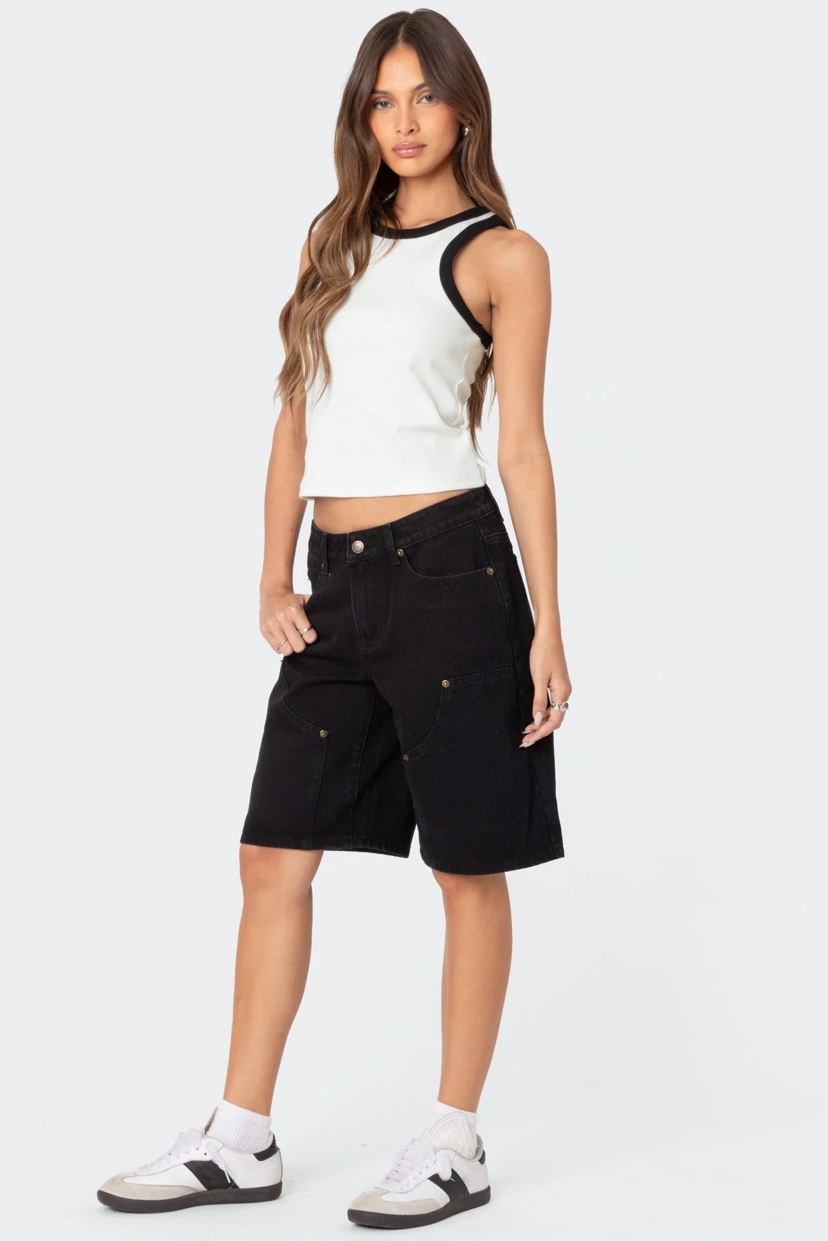 Jacqui Low Rise Denim Bermuda Shorts - Image 3