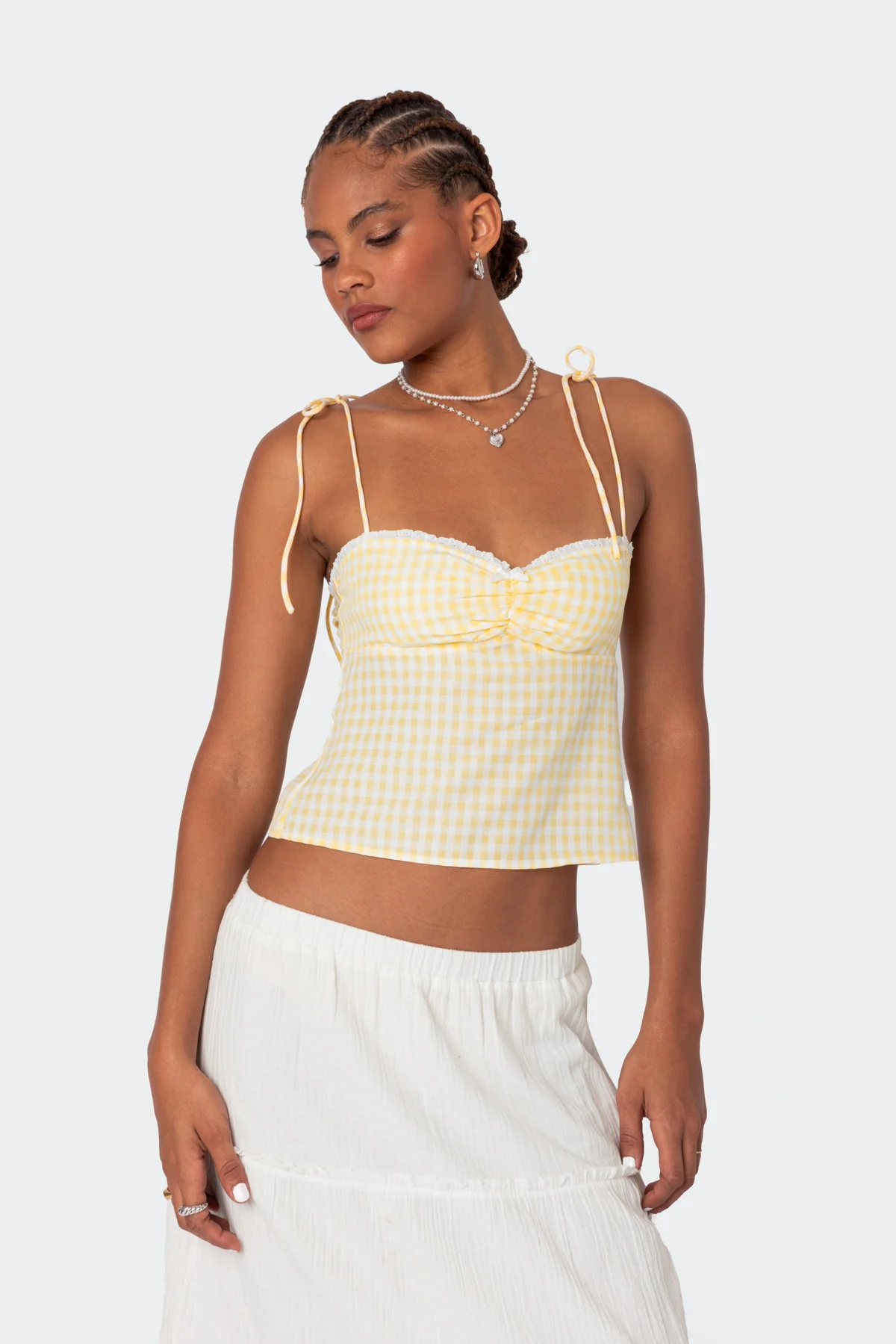 Billie Open Tie Back Gingham Top - Image 2